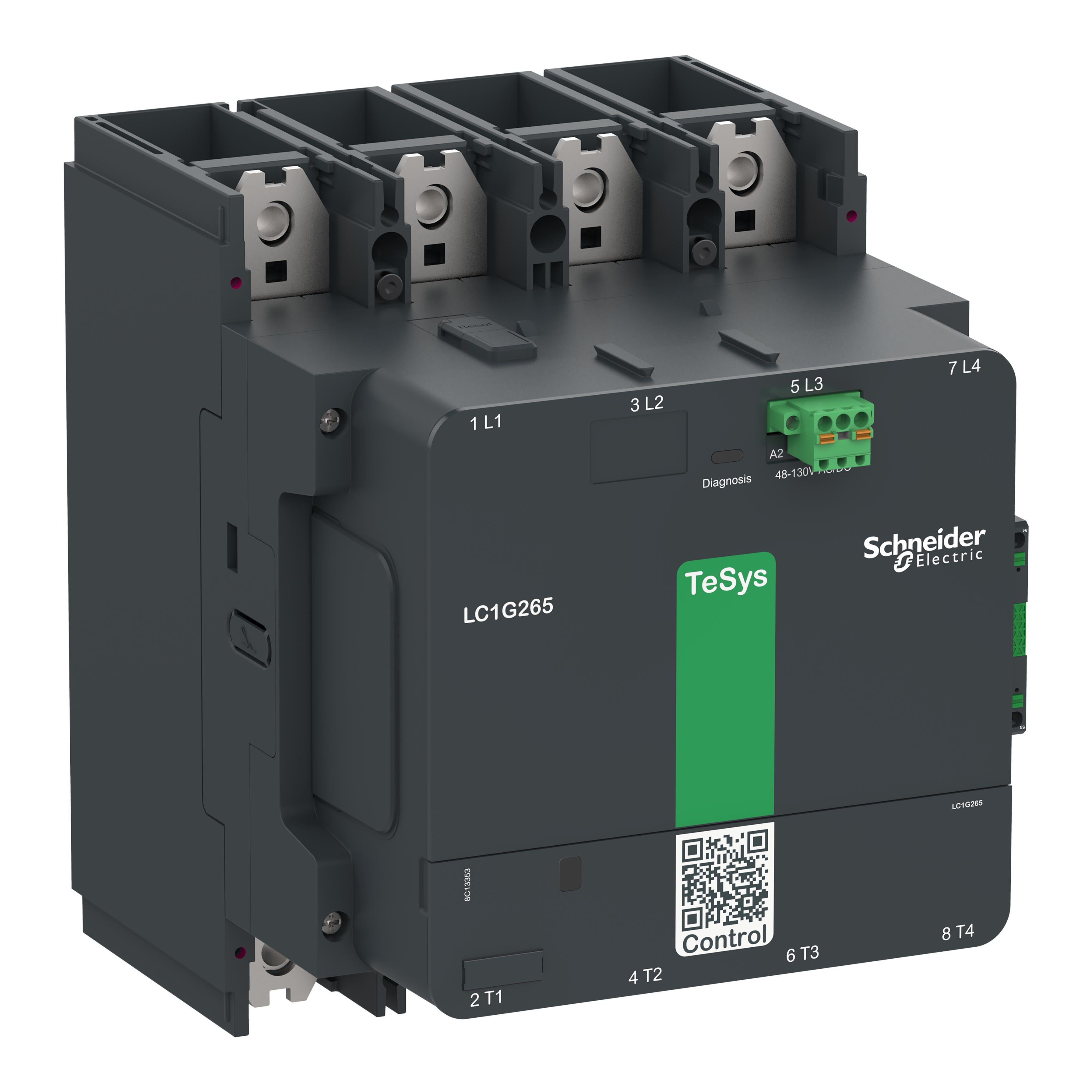 Schneider Electric - Contacteur TeSys LC1G 265A 440V 4P AC3 Standard 200-500V AC-DC bobine