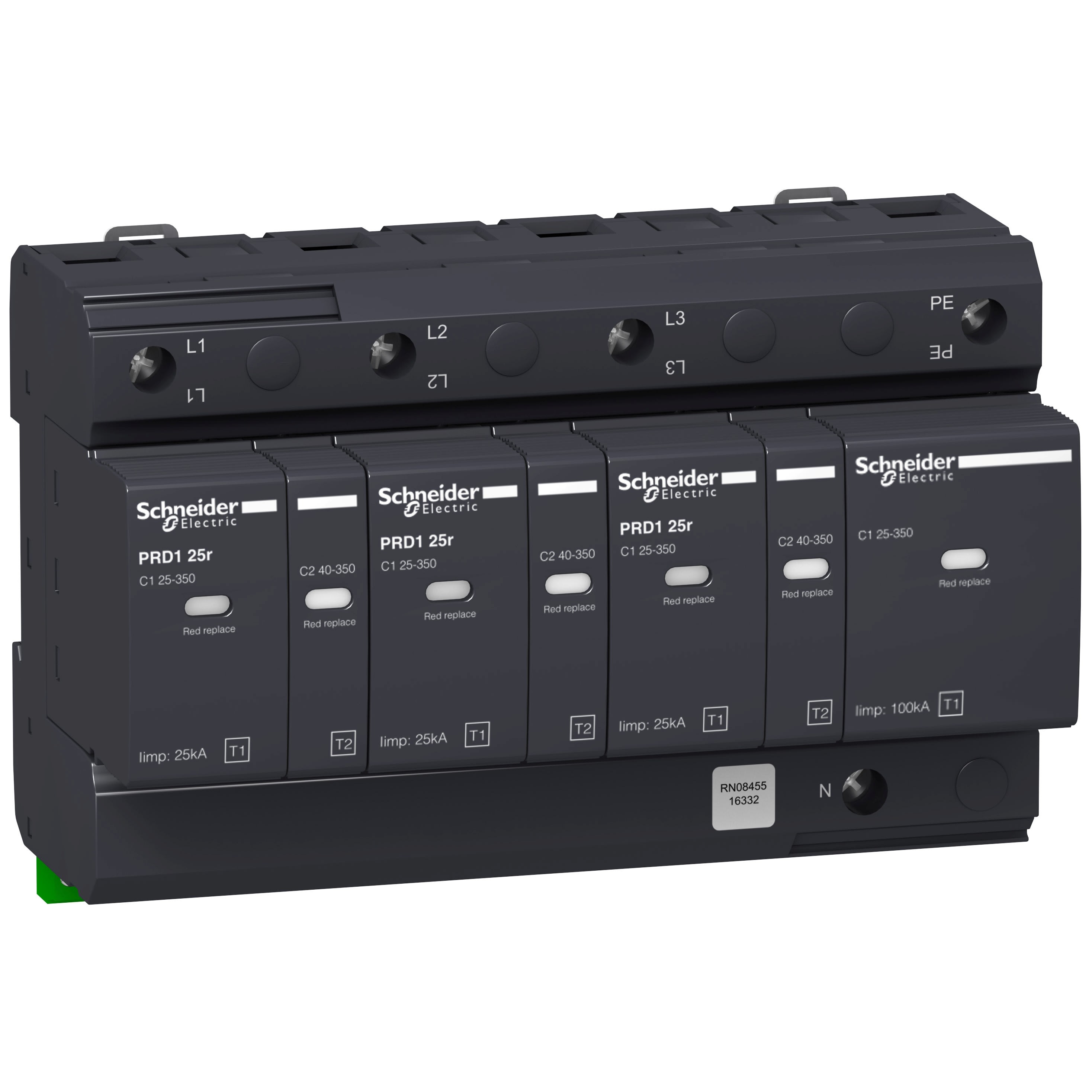 Schneider Electric - Reconditionné - Acti9 - Parafoudre PRD1 25r - 3P+N - Débrochable - 350V