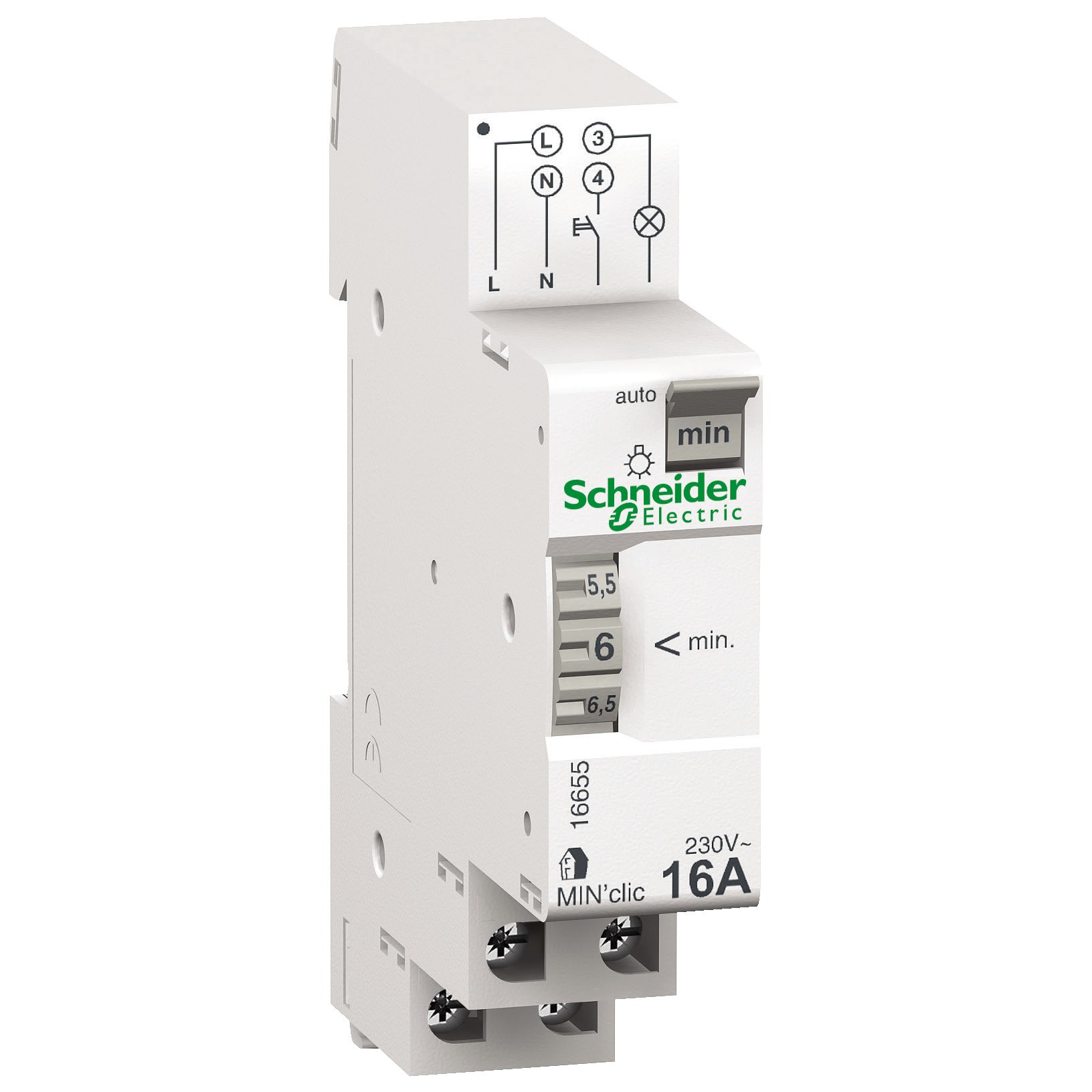 Schneider Electric - Reconditionné - Resi9 Min -minuterie - 1 contact 16A/250Vca- réglage par molette