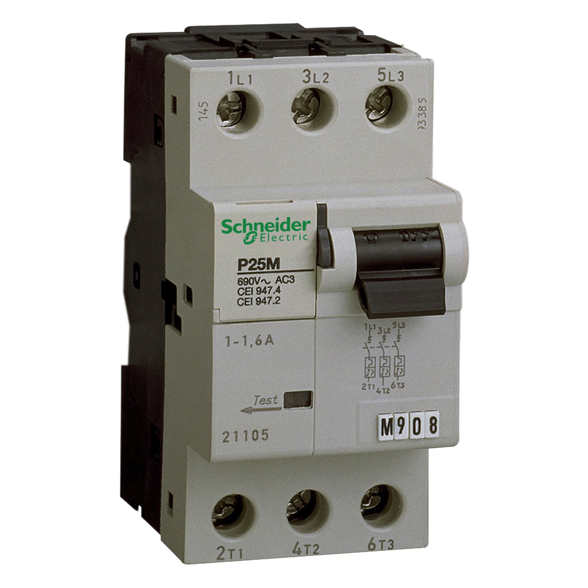 Schneider Electric - Reconditionné - P25M - disjonc. moteur 1A 3P 3d - déclencheur magnéto-thermique