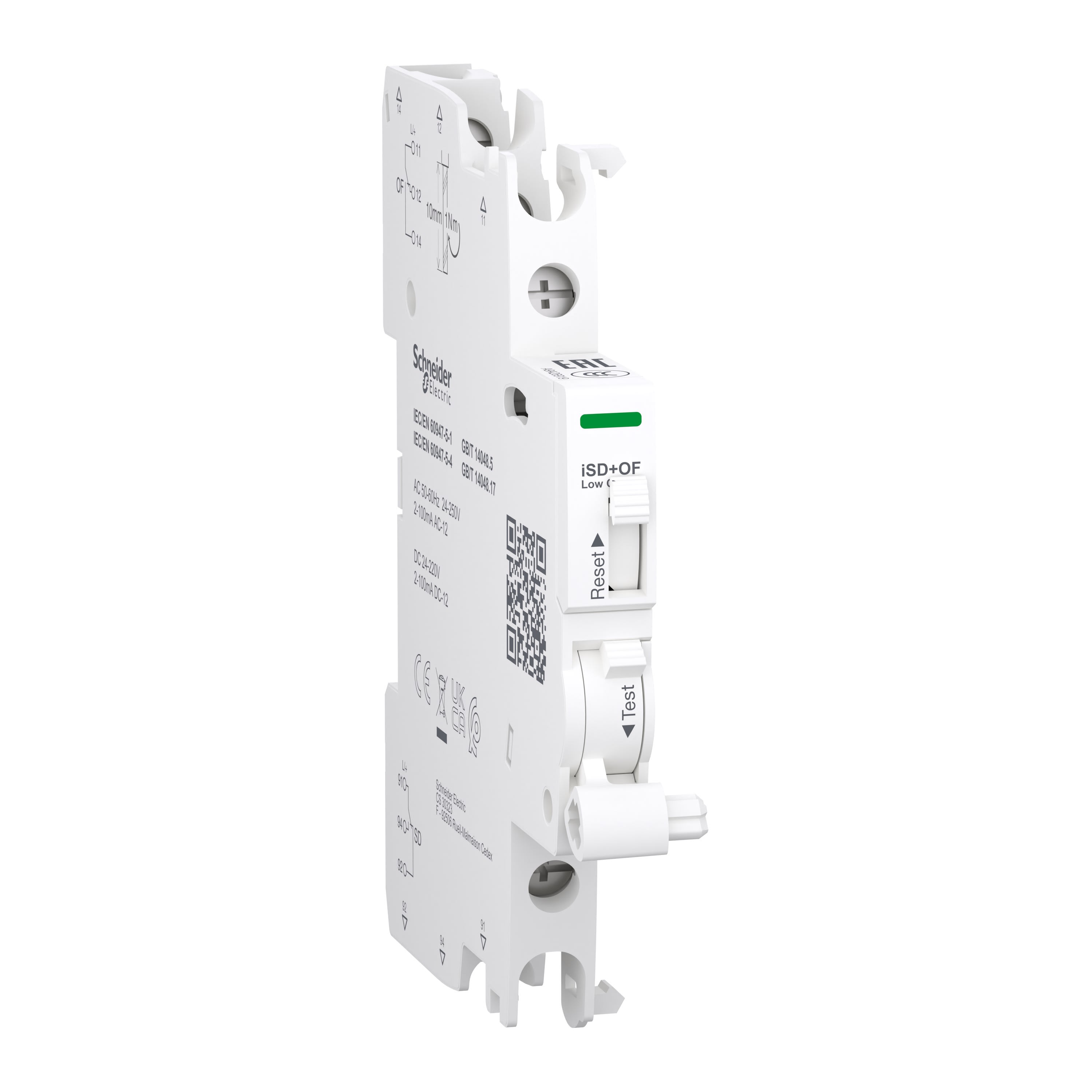 Schneider Electric - Reconditionné -Acti9 Contact Auxiliaire Bas niveau 1 OF+1SD/OF 2mA à 100mA ca/dc