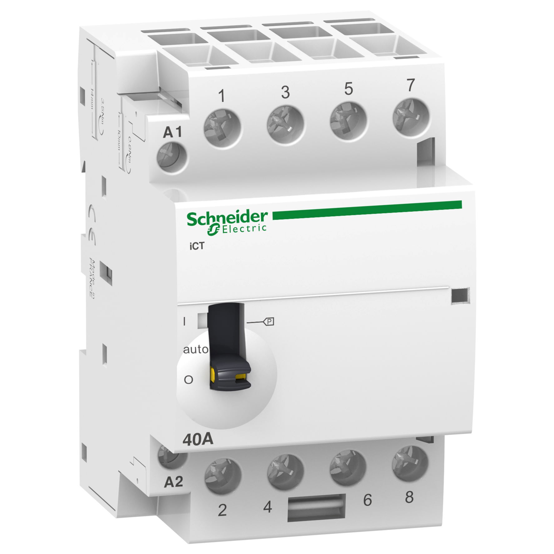 Schneider Electric - Reconditionné - Acti9 iCT- Contacteur  avec maneton 4P - 40A -4NO- 220/240V 50Hz