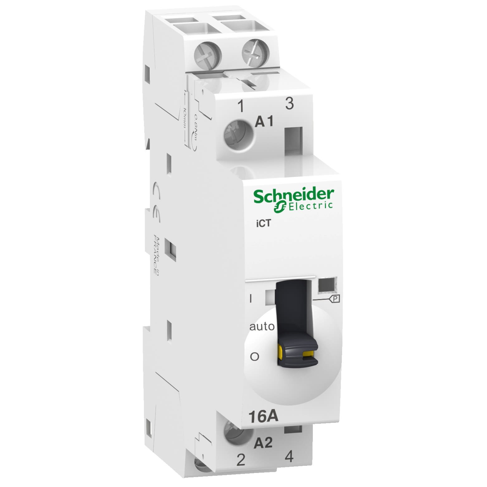 Schneider Electric - Reconditionné - Acti9 iCT- Contacteur avec maneton. 2P 16A -2NO- 230/240V - 50Hz