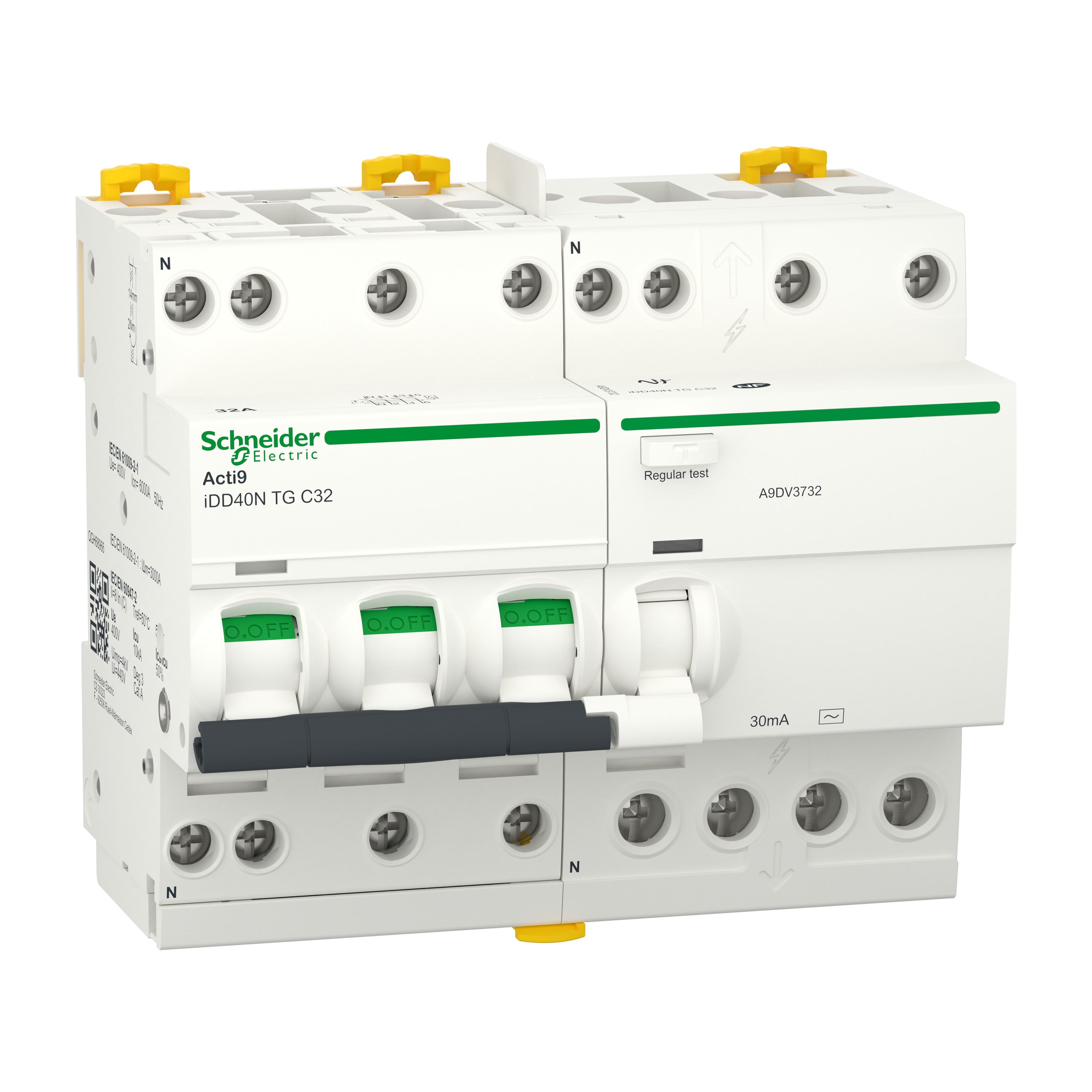 Schneider Electric - Reconditionné - Acti9 iDD40N- Disj. diff. TGP 3P+N 32A -C- 6000A/10kA 30mA TypAC