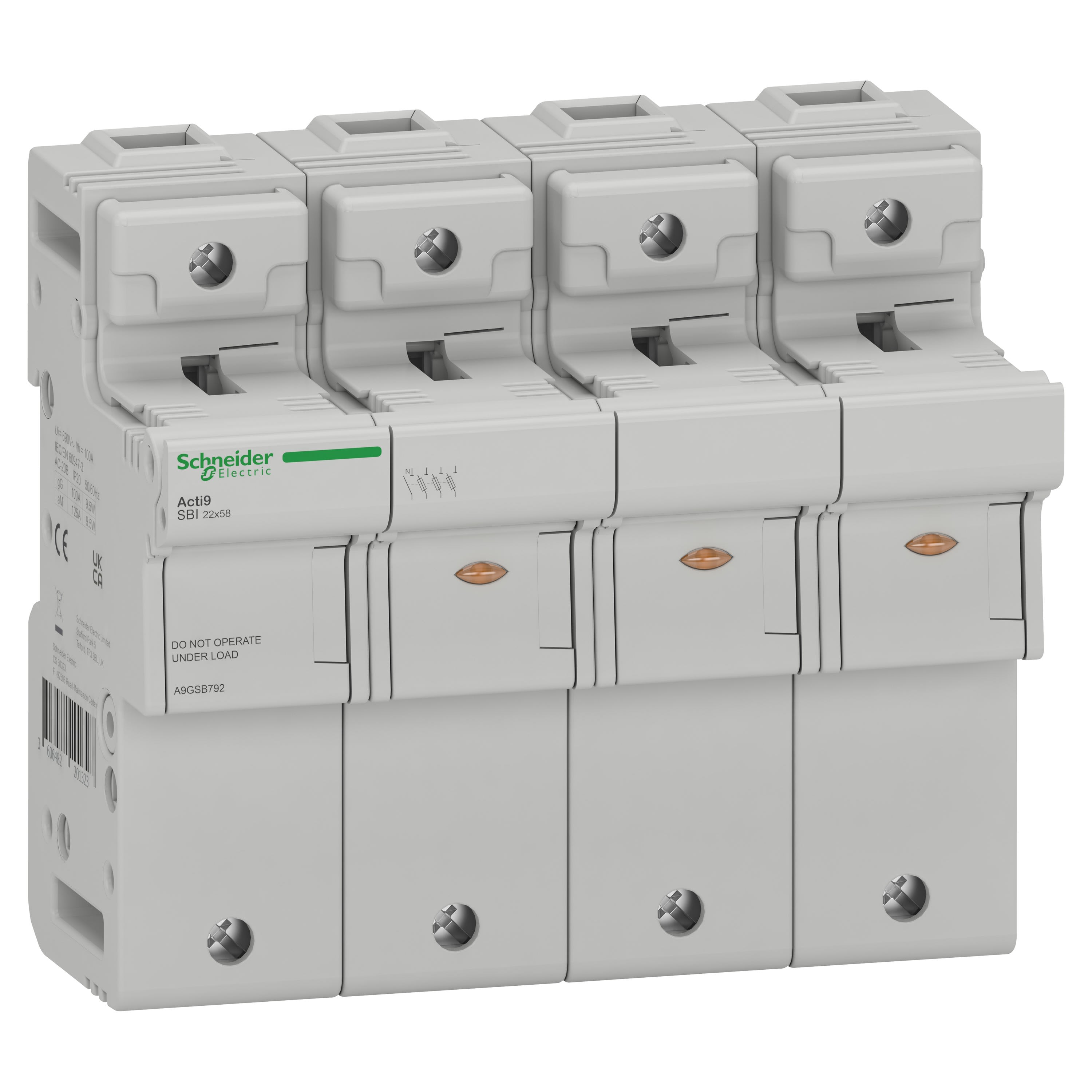 Schneider Electric - Reconditionné - ACTI9 SBI - porte-fusible - 3P+N - 125A - pour fusible 22x58mm