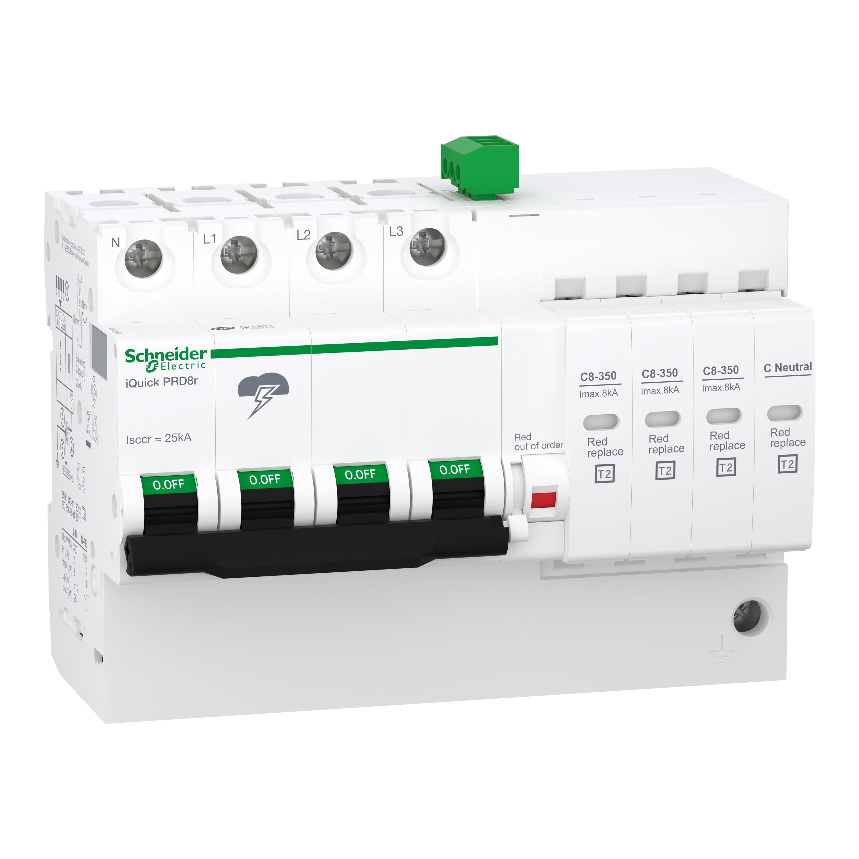 Schneider Electric - Reconditionné - Acti9- Parafoudre iQuick PRD8r 3P+N avec report de signalisation