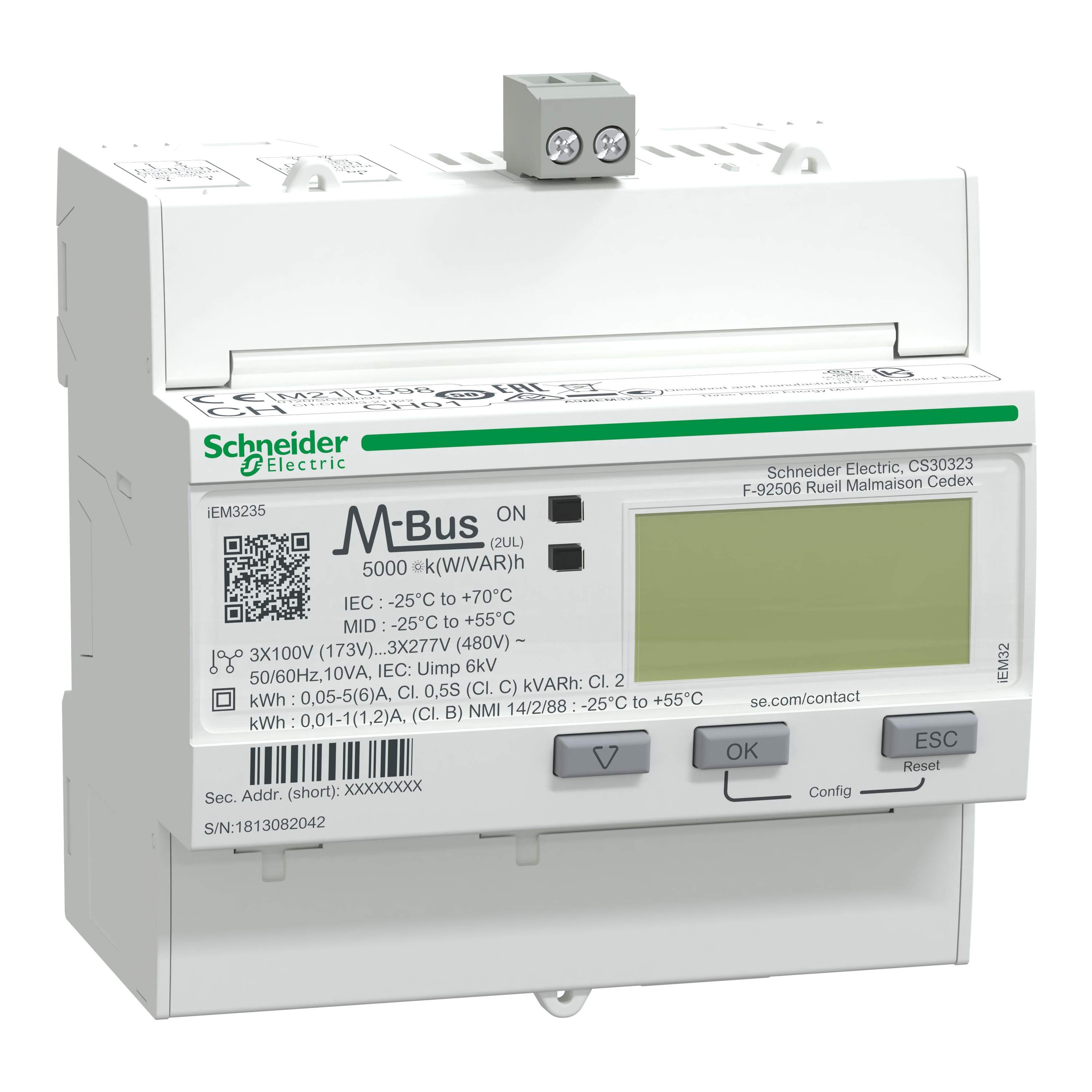 Schneider Electric - Reconditionné - Acti9 iEM - compteur d'énergie tri - TI - alarme kW - Mbus -MID