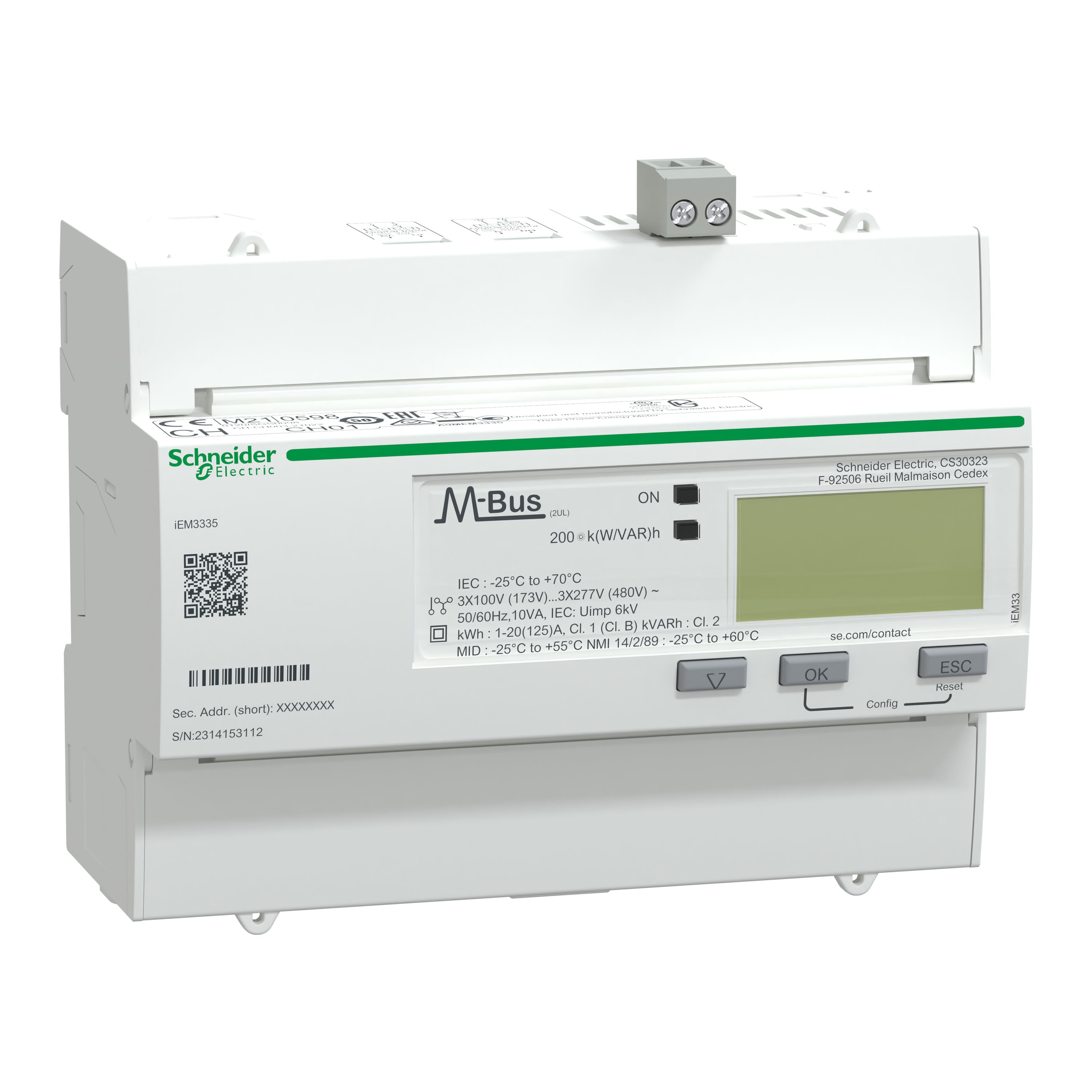 Schneider Electric - Reconditionné - Acti9 iEM - compt d'énergie tri - 125A - alarme kW - Mbus - MID