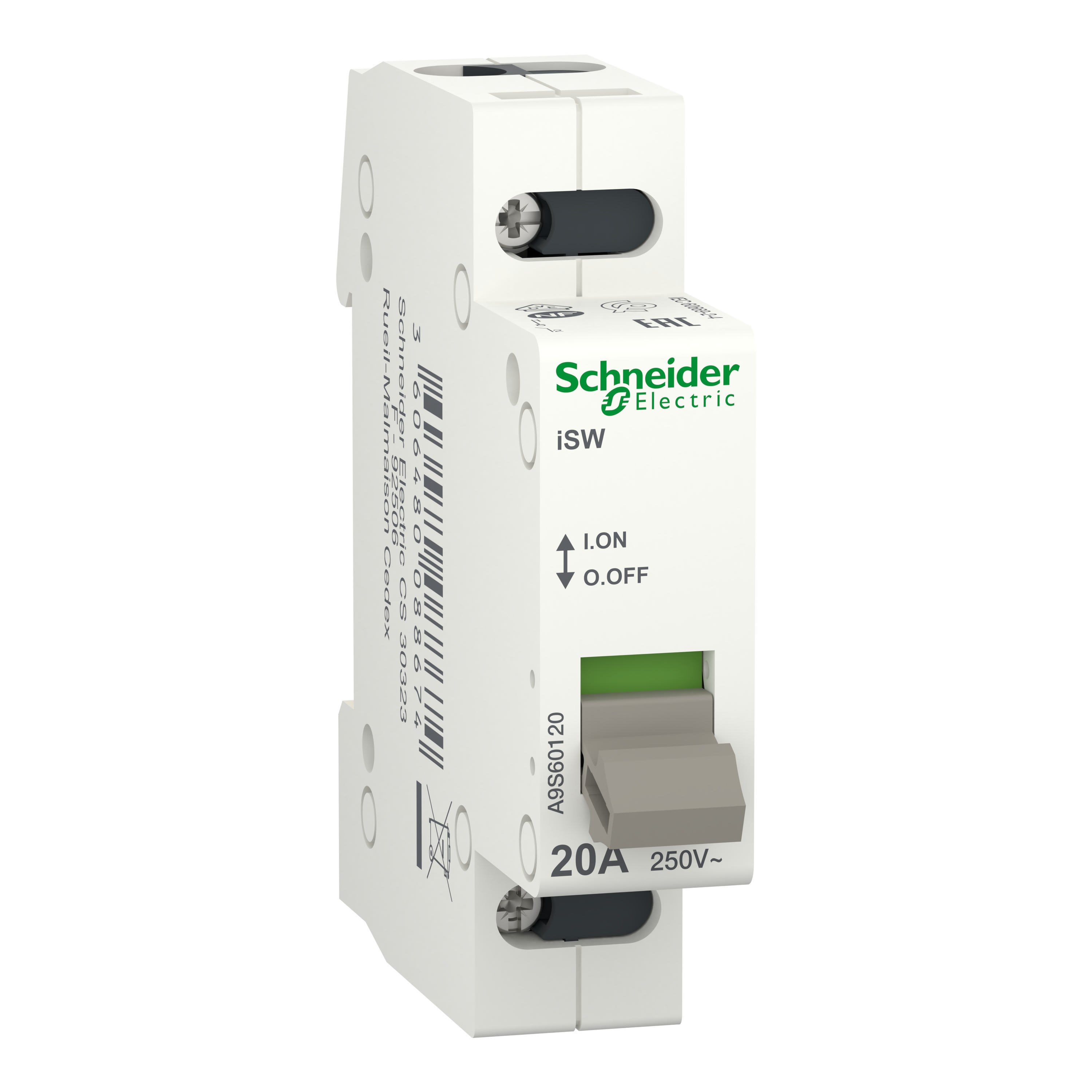 Schneider Electric - Reconditionné - Acti9, iSW interrupteur de commande 1P 20A 250VCA