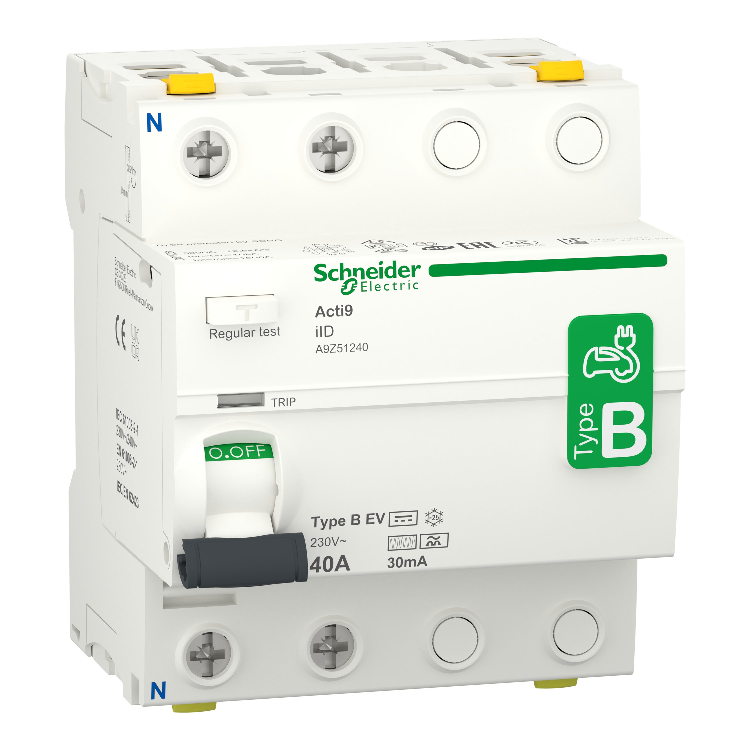 Schneider Electric - Reconditionné - Acti9 iID - interrupteur diff. -2P - 40A -30mA Type Bev - 230V