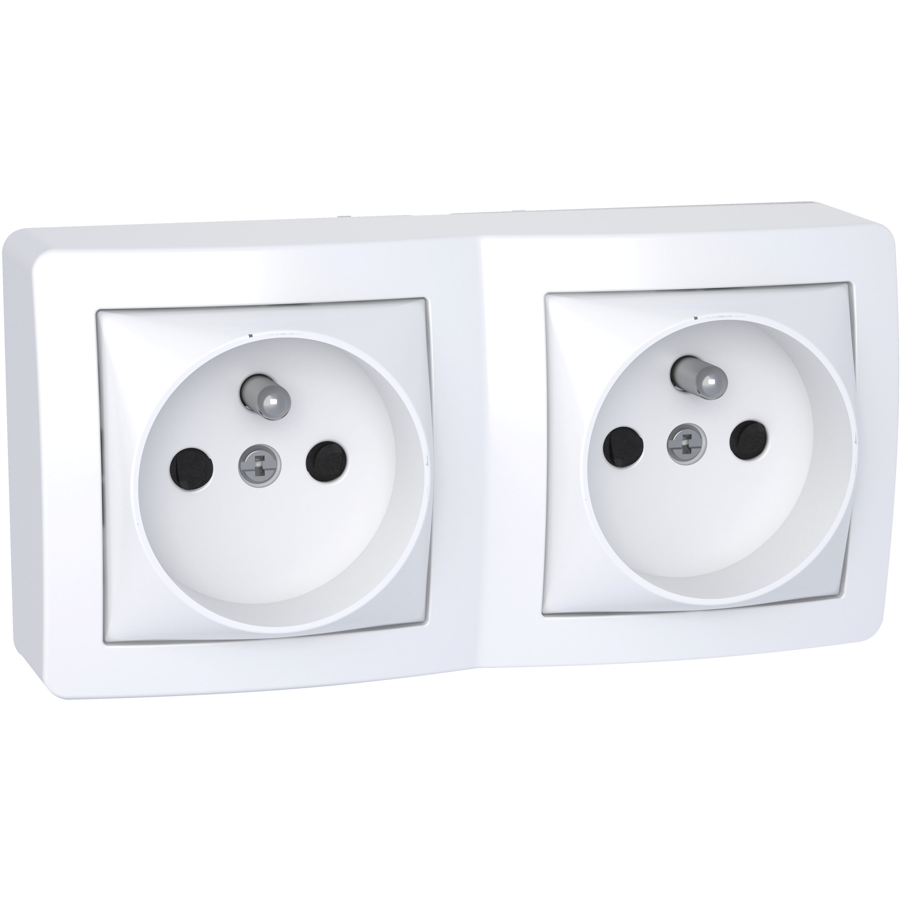 Schneider Electric - Reconditionné - Alréa double prise 2P + T connexion rapide, cadre saillie blc p.