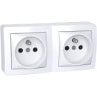 Schneider Electric - Reconditionné - Alréa double prise 2P + T connexion rapide, cadre saillie blc p.