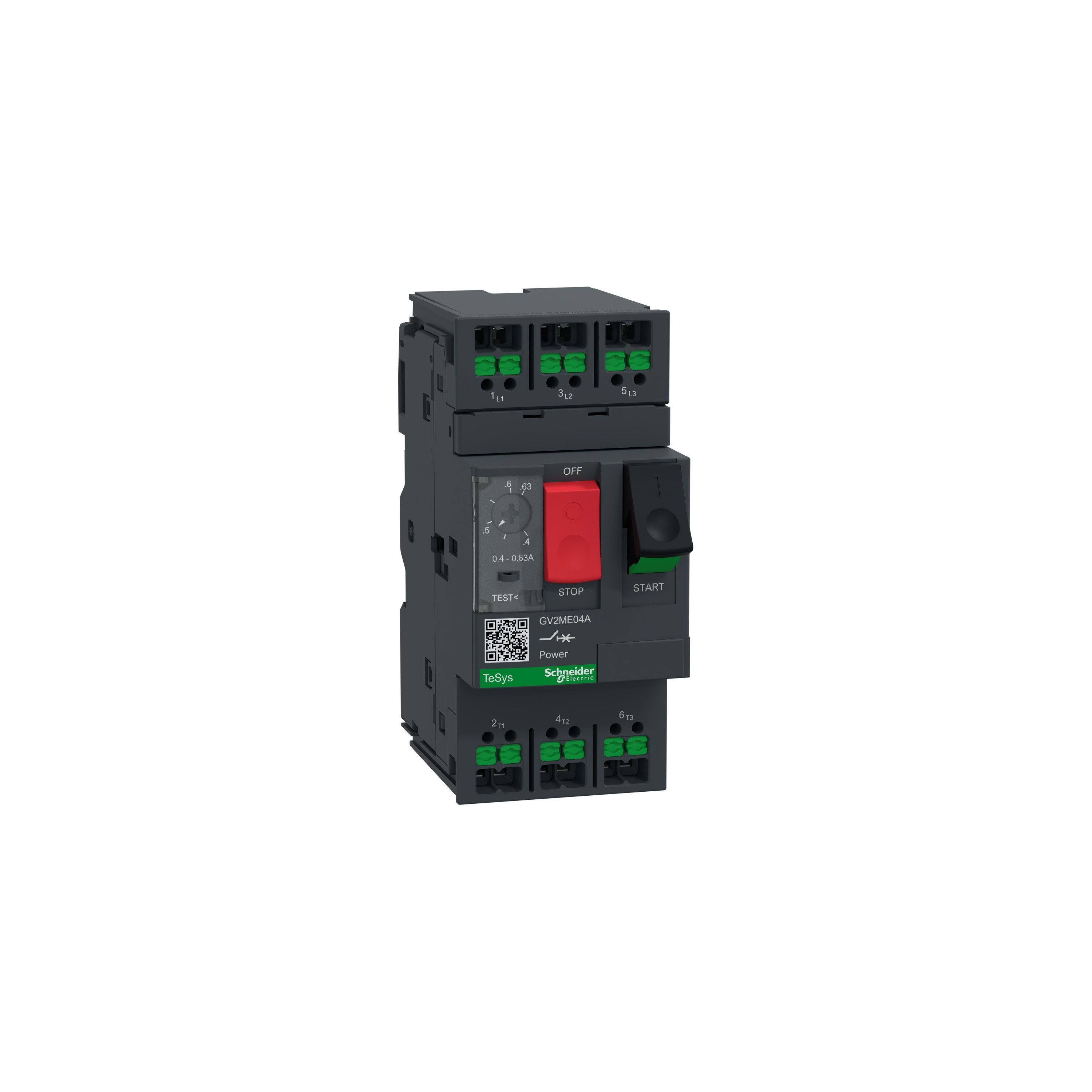 Schneider Electric - TeSys - Snap In GV disjoncteur moteur 0,4 à 0,63A 3P 3d magnétothermique