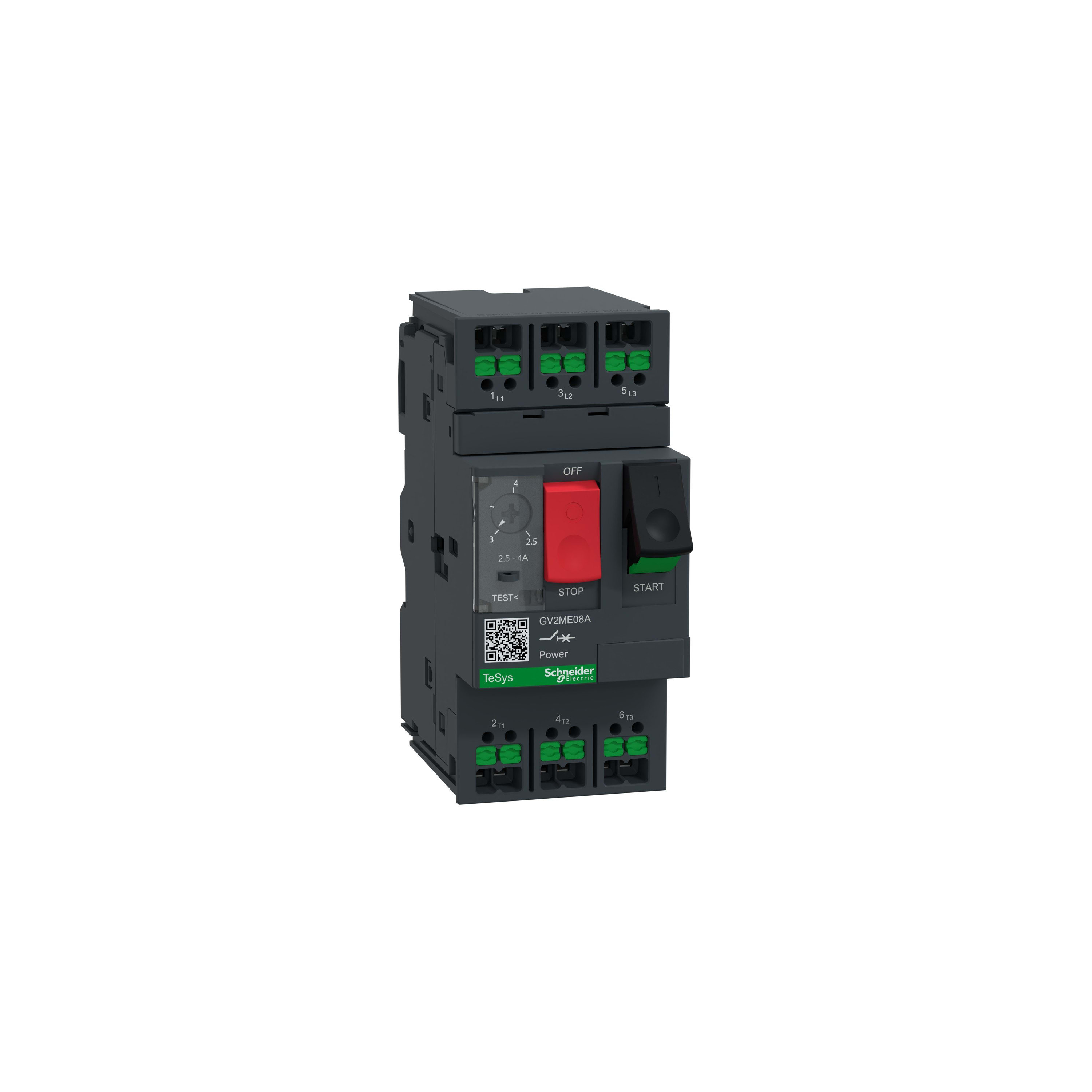 Schneider Electric - TeSys GV2ME - Snap In - disj. moteur - 2,5 à 4A - 3P 3d - magnéto-thermique