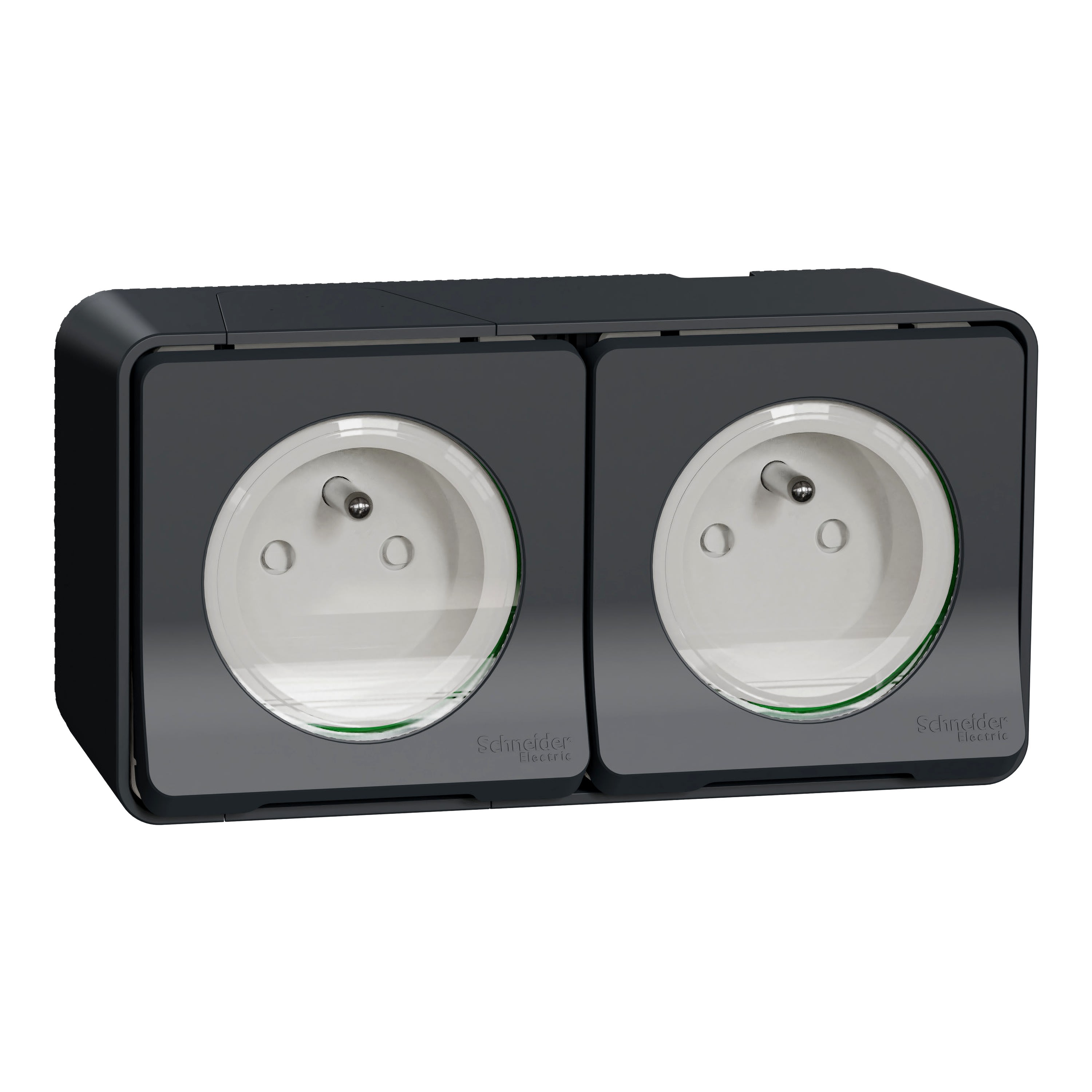 Schneider Electric - Reconditionné -MurevaStyl Double prise 2P+T précâb. horiz saillie IP55 IK08 gris