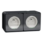 Schneider Electric - Reconditionné -MurevaStyl Double prise 2P+T précâb. horiz saillie IP55 IK08 gris