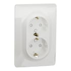 Schneider Electric - Reconditionné - Unica - prise double 2P+T boîte 1P - DE -vis-Blanc-méca + plaque
