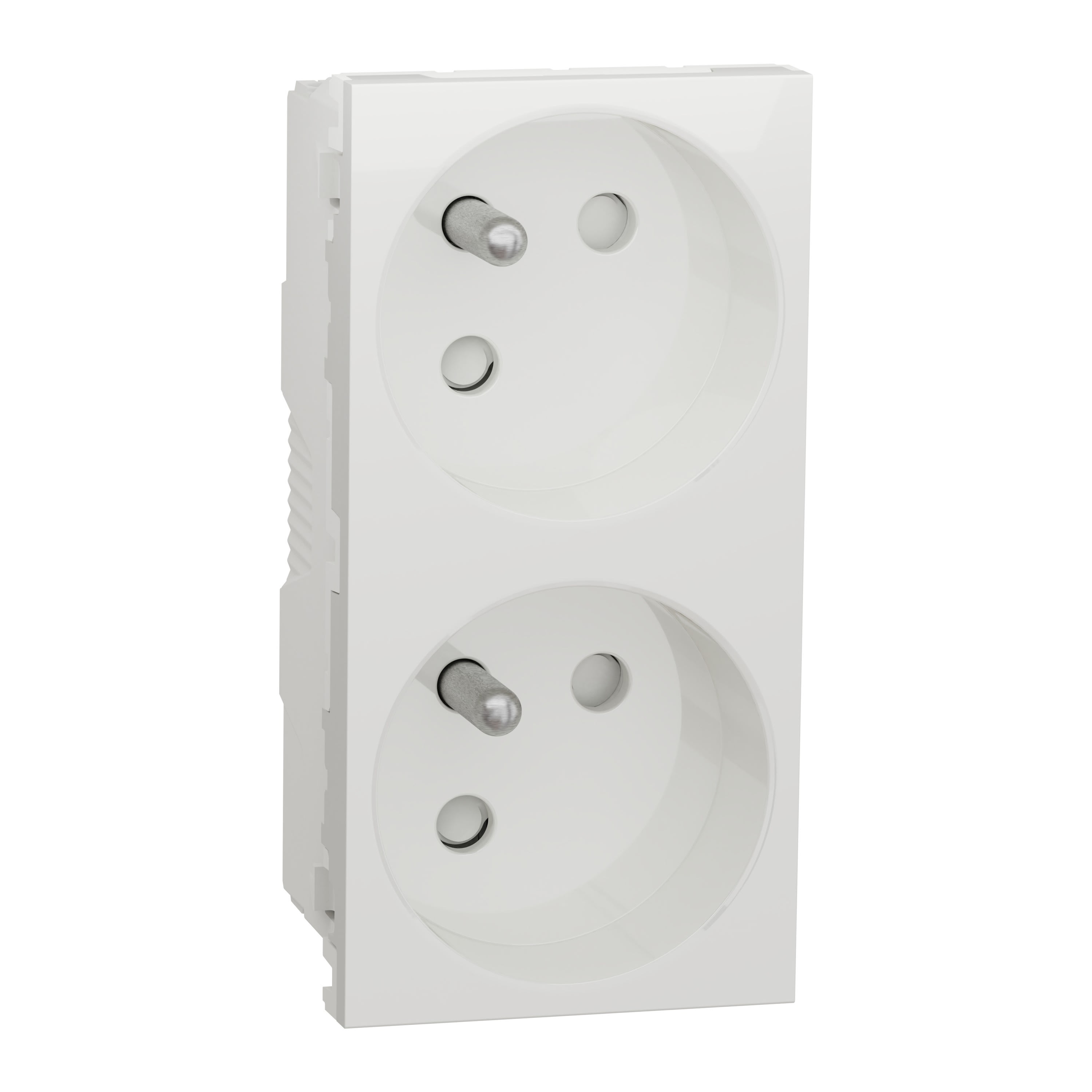 Schneider Electric - Reconditionné - Unica - prise double 2P+T -FR - 45° - rapide - Blanc - méca seul