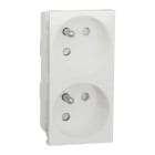 Schneider Electric - Reconditionné - Unica - prise double 2P+T -FR - 45° - rapide - Blanc - méca seul