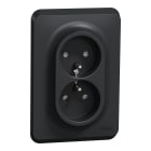 Schneider Electric - Reconditionné - Unica - prise double 2P+T pour boîte 1P vis- Anthra- méca+plaque