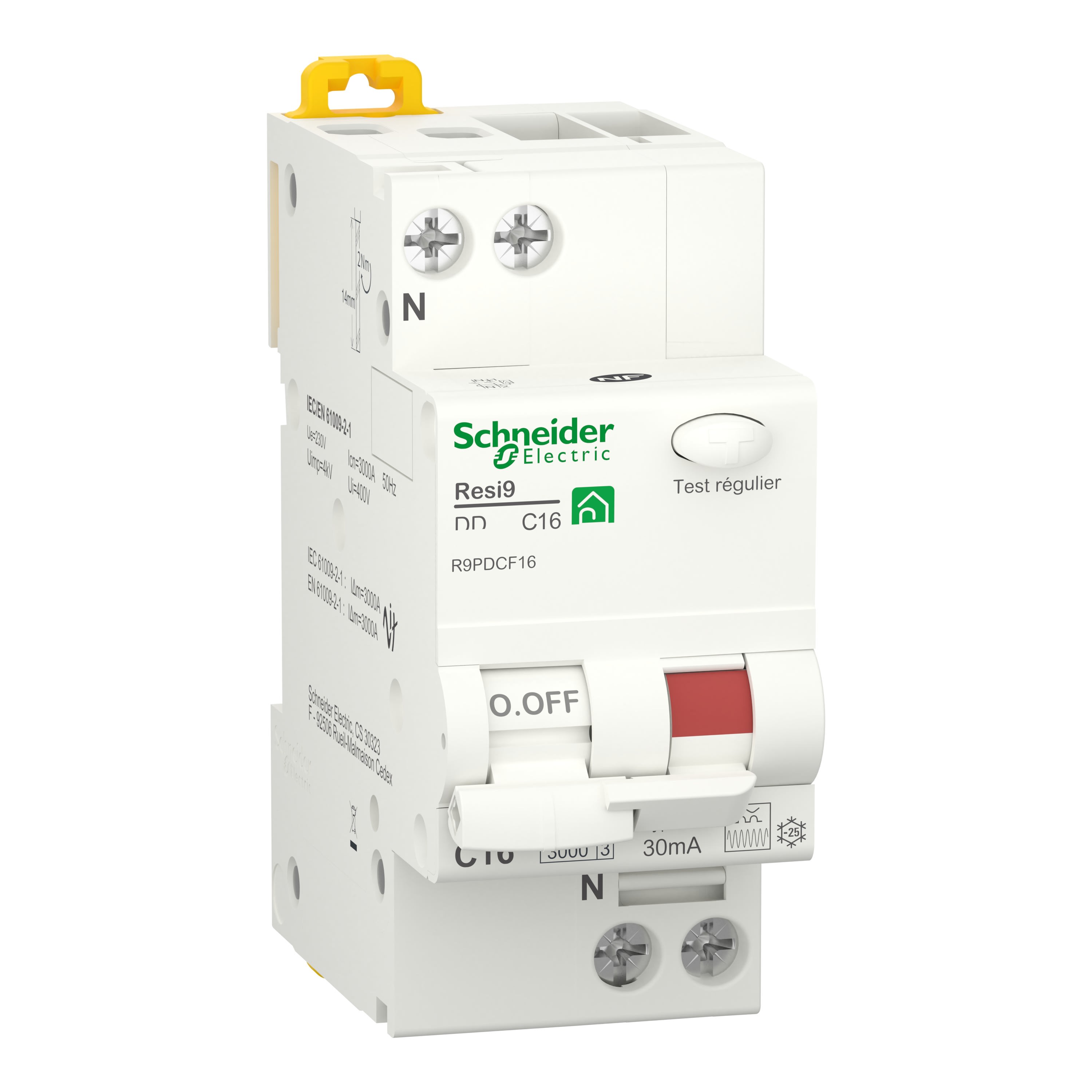 Schneider Electric - Reconditionné - Resi9 - disjonc. diff. - 1P+N - 16A - 30mA - courbe C - type Fsi