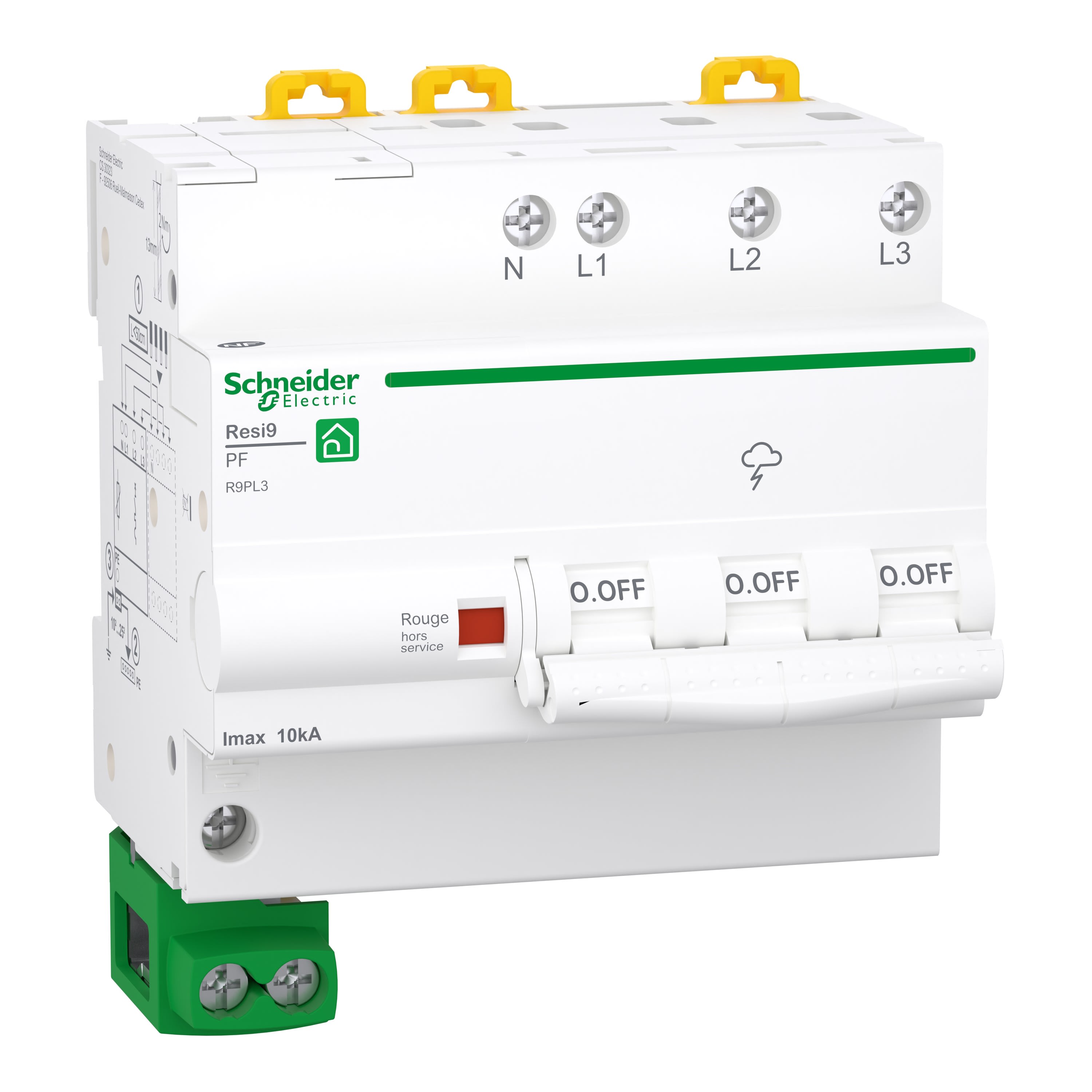 Schneider Electric - Reconditionné - Resi9 - parafoudre - 10kA - 3P+N avec accessoires