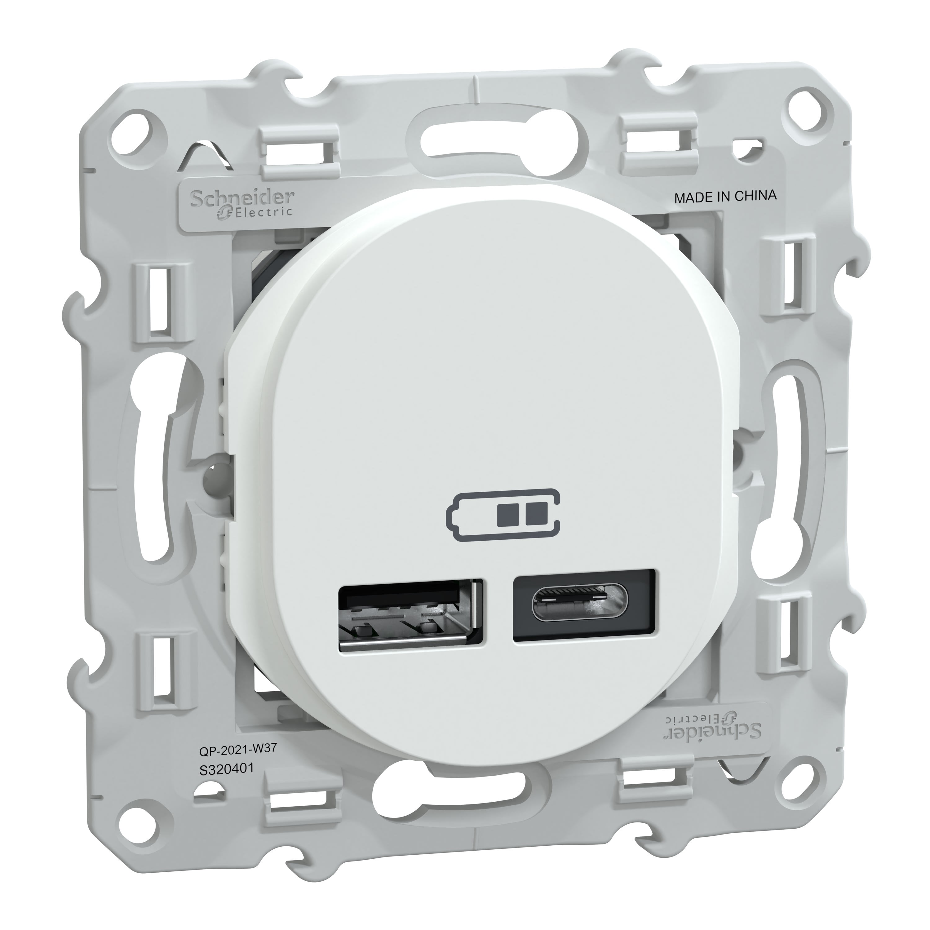 Schneider Electric - Reconditionné - Ovalis - double chargeur USB A+C 12W - Blanc