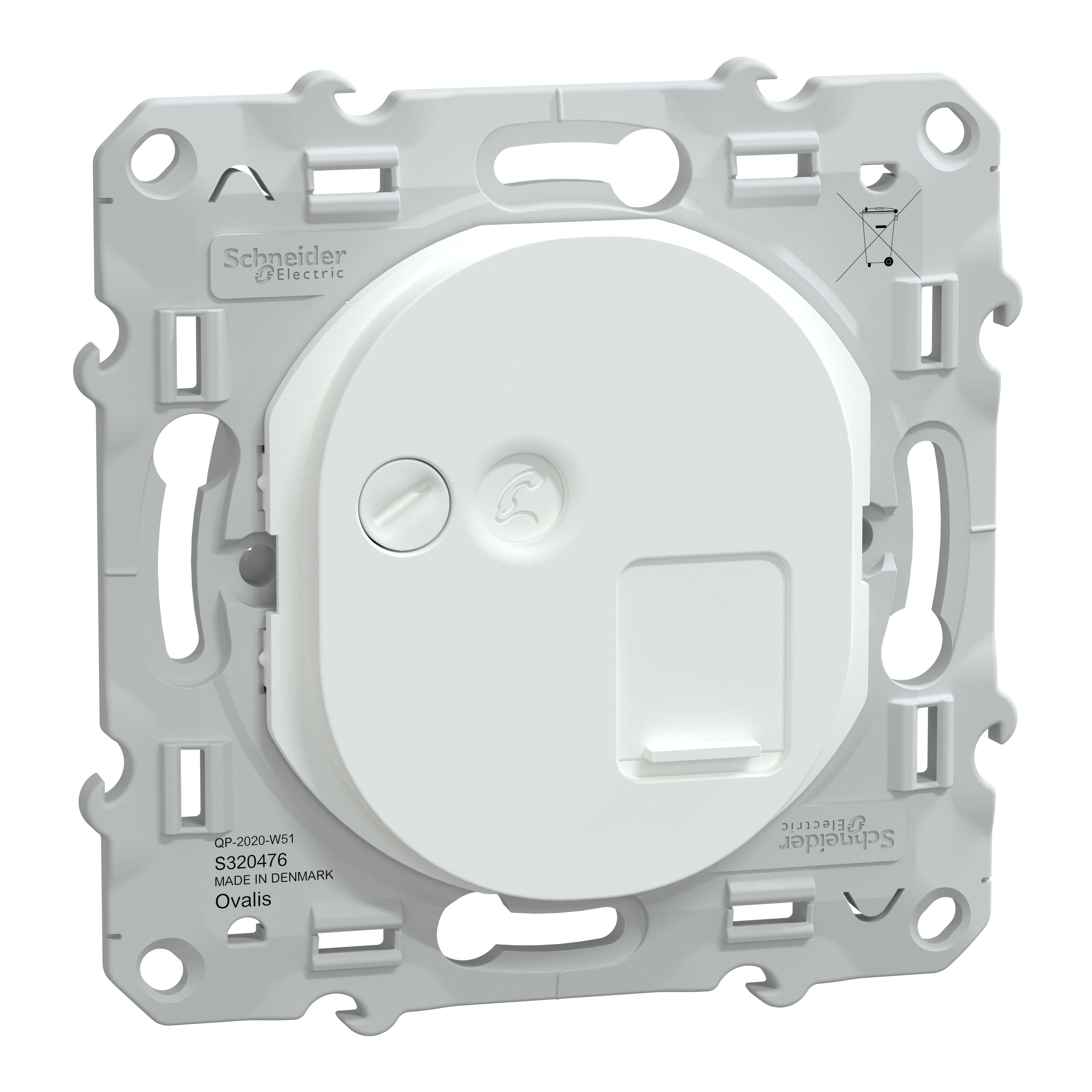 Schneider Electric - Reconditionné - Ovalis - prise RJ45 cat.6 STP- grade 2TV min à grade 3TV - Blanc