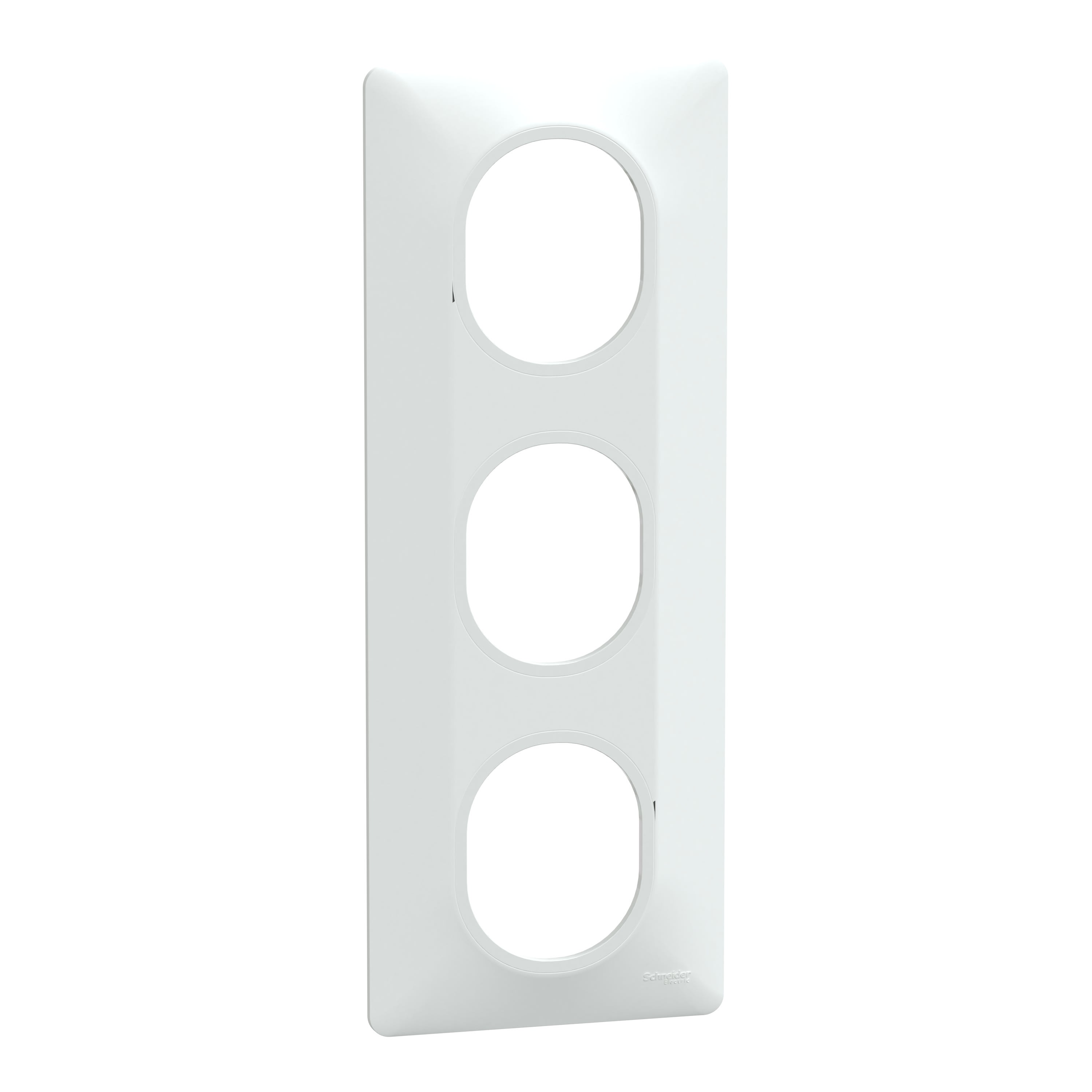 Schneider Electric - Reconditionné - Ovalis - plaque de finition 3 postes vertical entraxe 71mm blanc