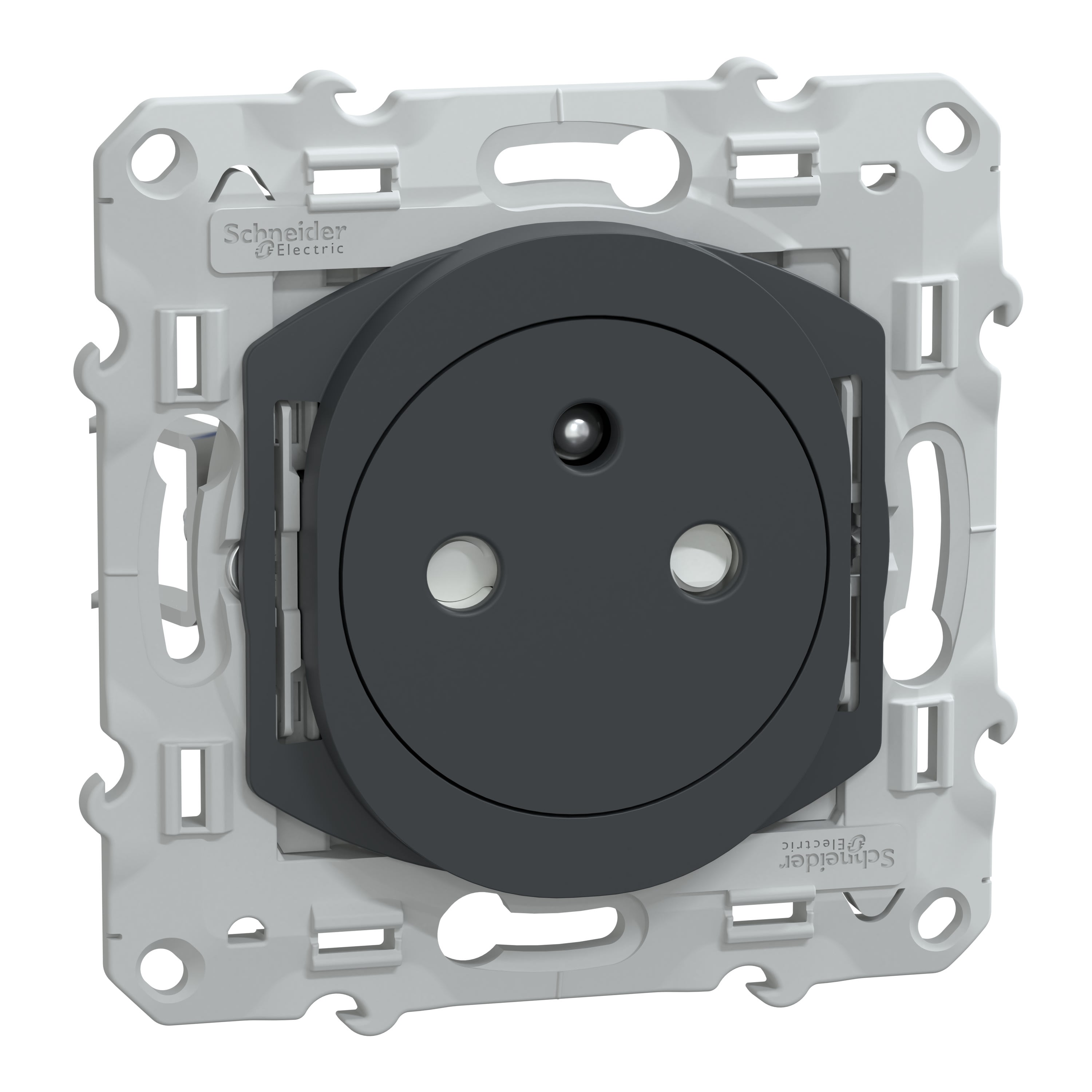 Schneider Electric - Reconditionné - Ovalis- prise 2P+T 16A affl bornes auto - anthr- Griffes montées