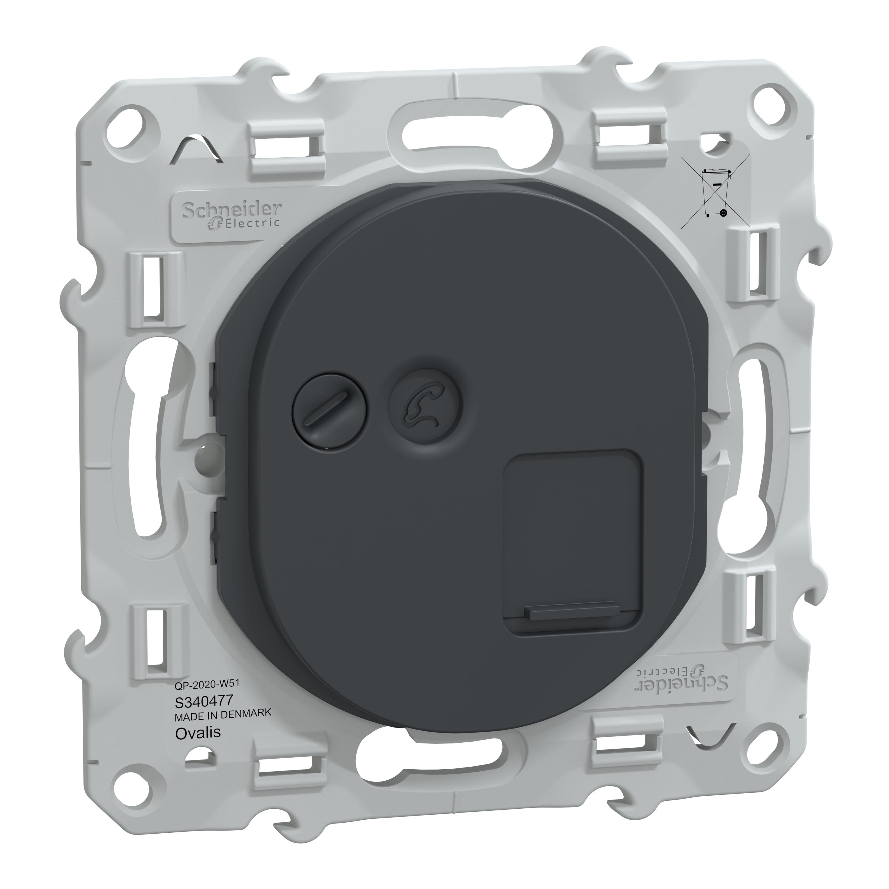 Schneider Electric - Reconditionné - Ovalis- prise RJ45 cat.6a STP- grade3 (multimédia+) - Anthracite