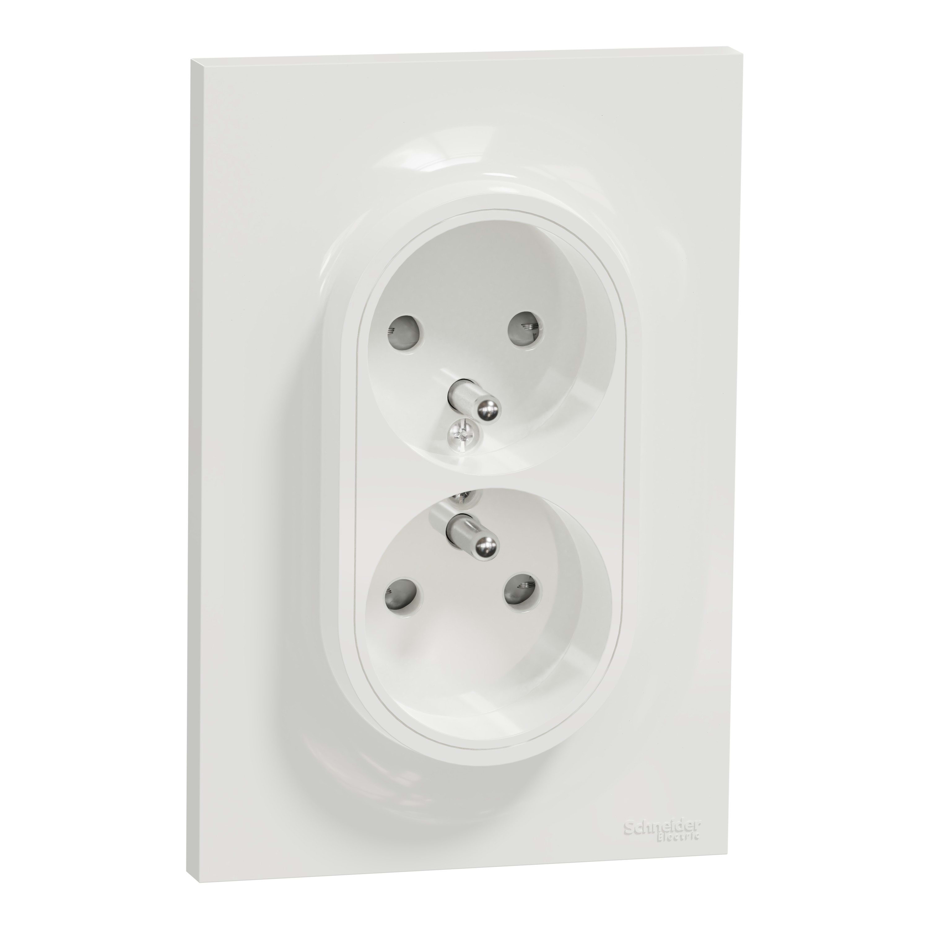 Schneider Electric - Reconditionné - Odace - prise 2P+T double en 1 poste - blanc - griffes montées