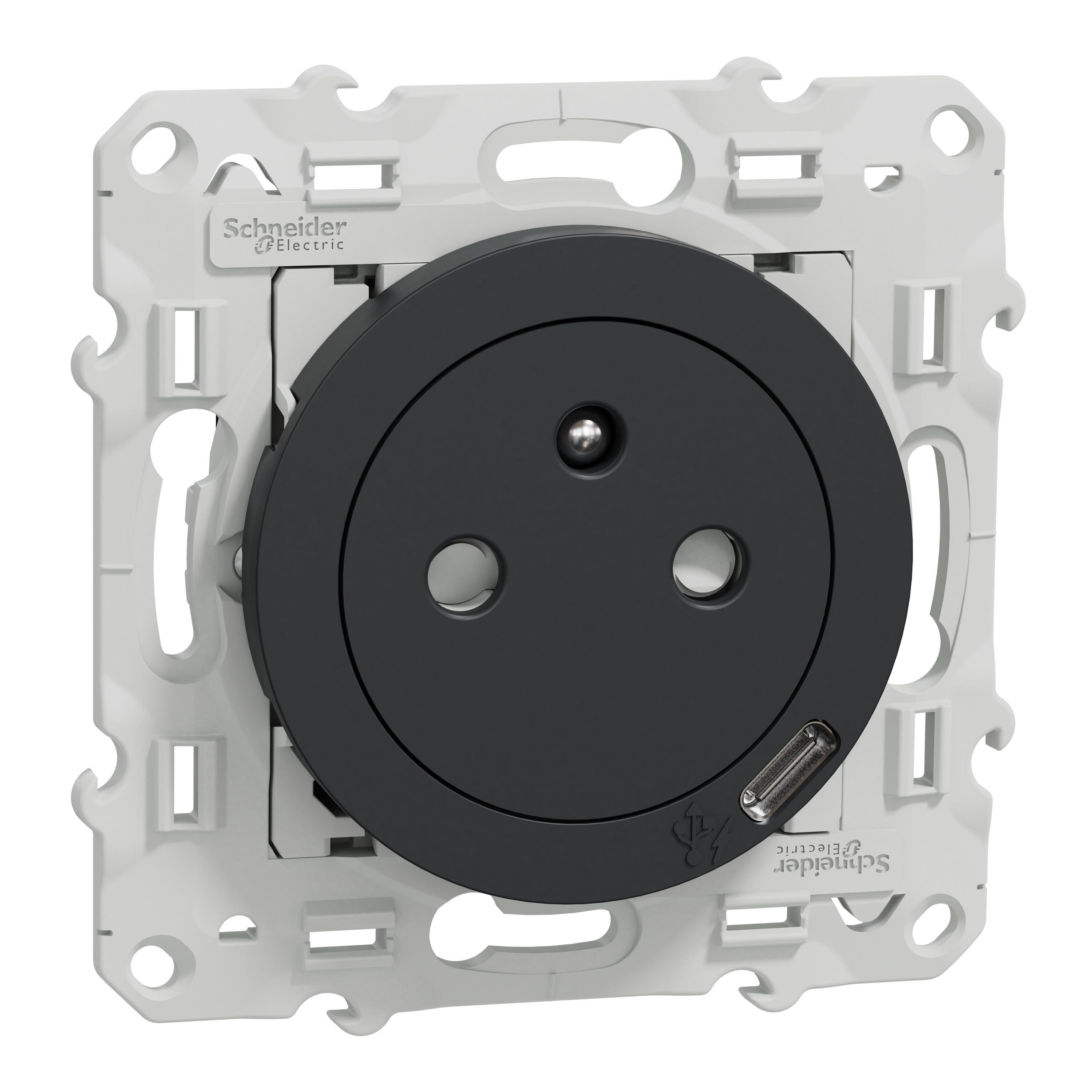 Schneider Electric - Reconditionné - Odace - Prise affleurante + usb C10.5W - anthracite