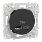 Schneider Electric - Reconditionné - Odace - prise USB double - type A+C - anthracite - 5 Vcc - 2,4A