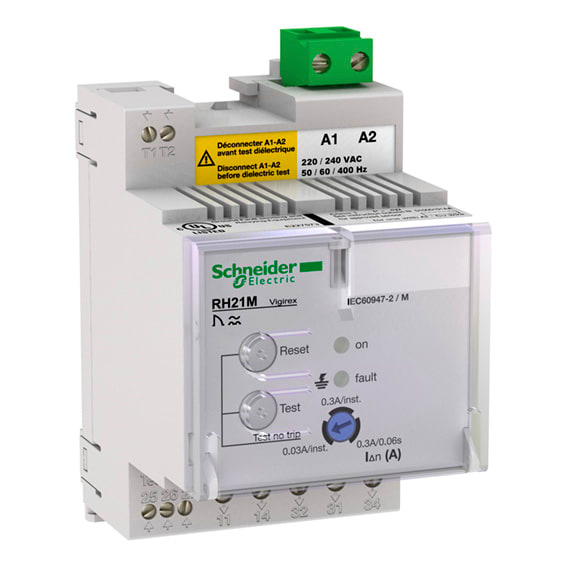 Schneider Electric - Vigirex RH21M 220-240VAC sens.0,03A/0,3A instantané - sens.0,3A temporisé 0,06 s
