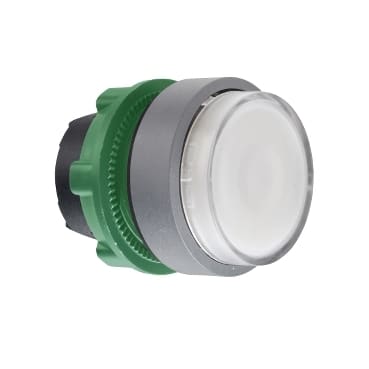 Schneider Electric - Harmony XB5 - tête bouton poussoir lumineux - Ø22 - col grise - blanc