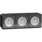 Schneider Electric - Mureva Styl - Triple PC 2P+T horiz. précâblée - saillie - IP55 - IK08 - gris