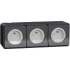 Schneider Electric - Mureva Styl - Triple PC 2P+T horiz. précâblée - saillie - IP55 - IK08 - gris
