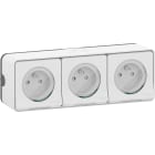 Schneider Electric - Mureva Styl - Triple PC 2P+T horiz. précâblée - saillie - IP55 - IK08 - blanc