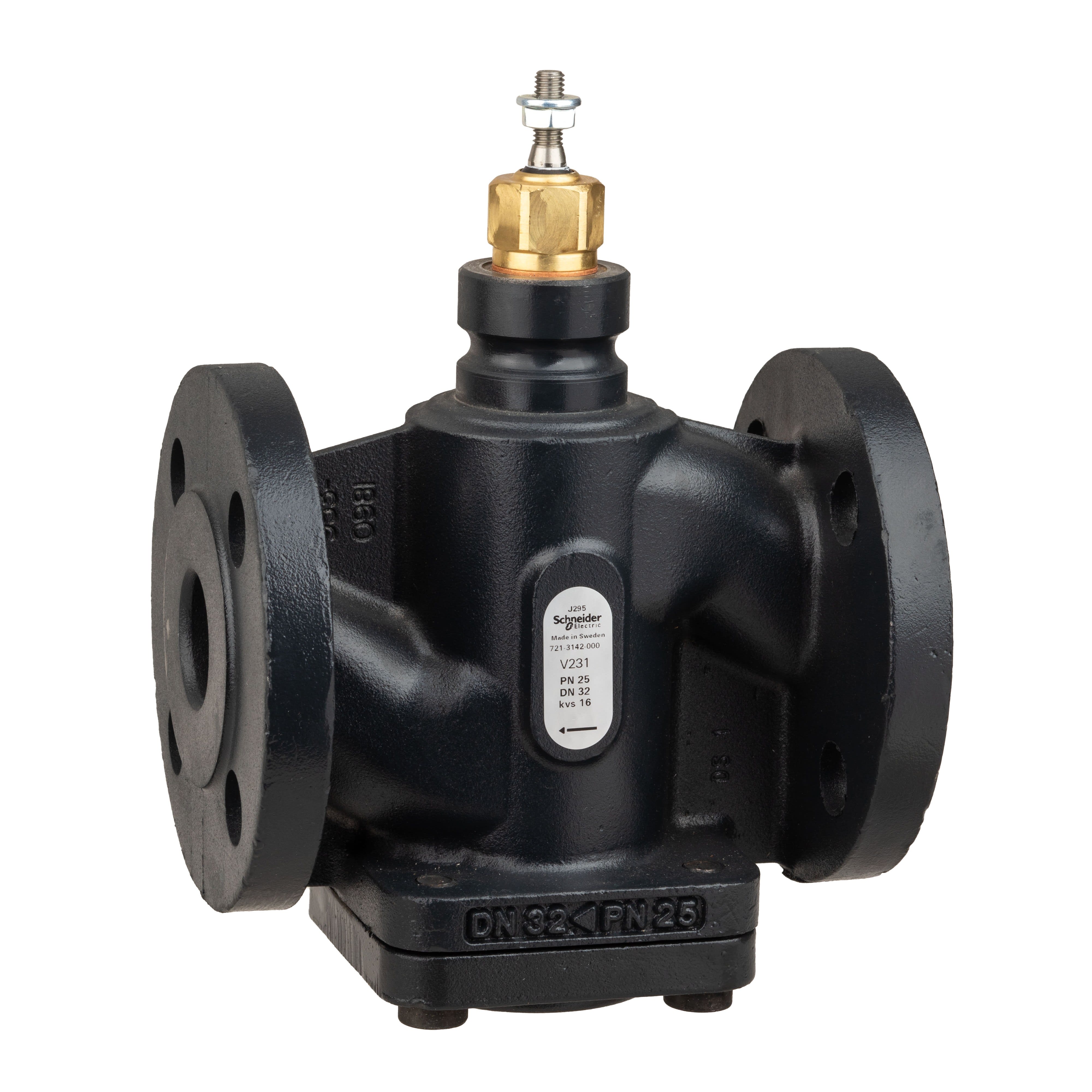 Schneider Electric - Vanne 2 voies acier à bride PN25 DN32 Kv16 à cage équilibrée