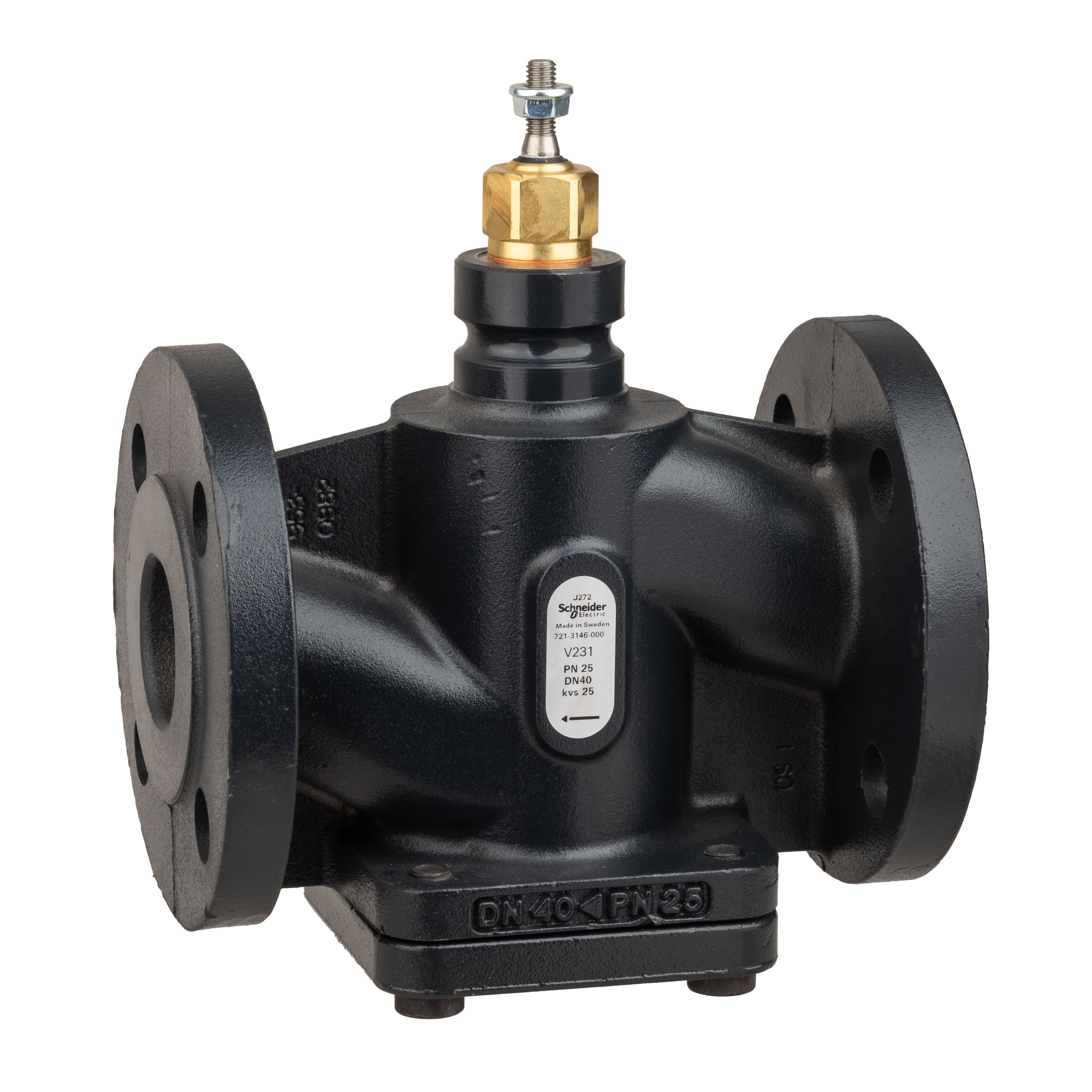 Schneider Electric - Vanne 2 voies acier à bride PN25 DN40 Kv25 à cage équilibrée