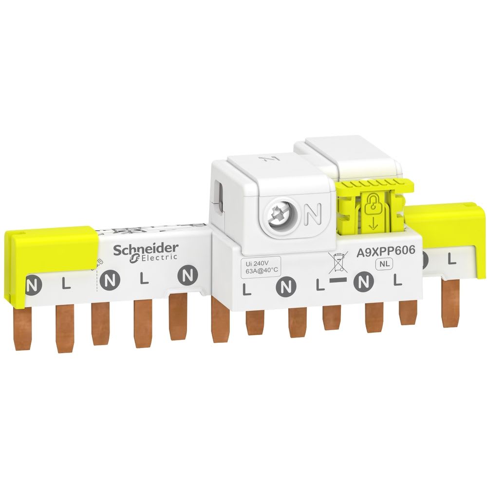 Schneider Electric - Acti9 iDT40 - Peigne horiz. avec connecteur - 1P+N - 6 modules de 18mm - 63A