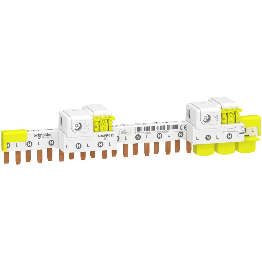 Schneider Electric - Acti9 iDT40 - Peigne horiz. avec connecteur - 1P+N - 12 modules de 18mm - 63A