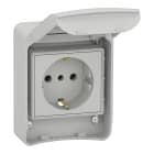 Schneider Electric - Mureva - prise PK gris clair - 2P+T latérale 10/16 A CEE 7 - IP 55 - saillie