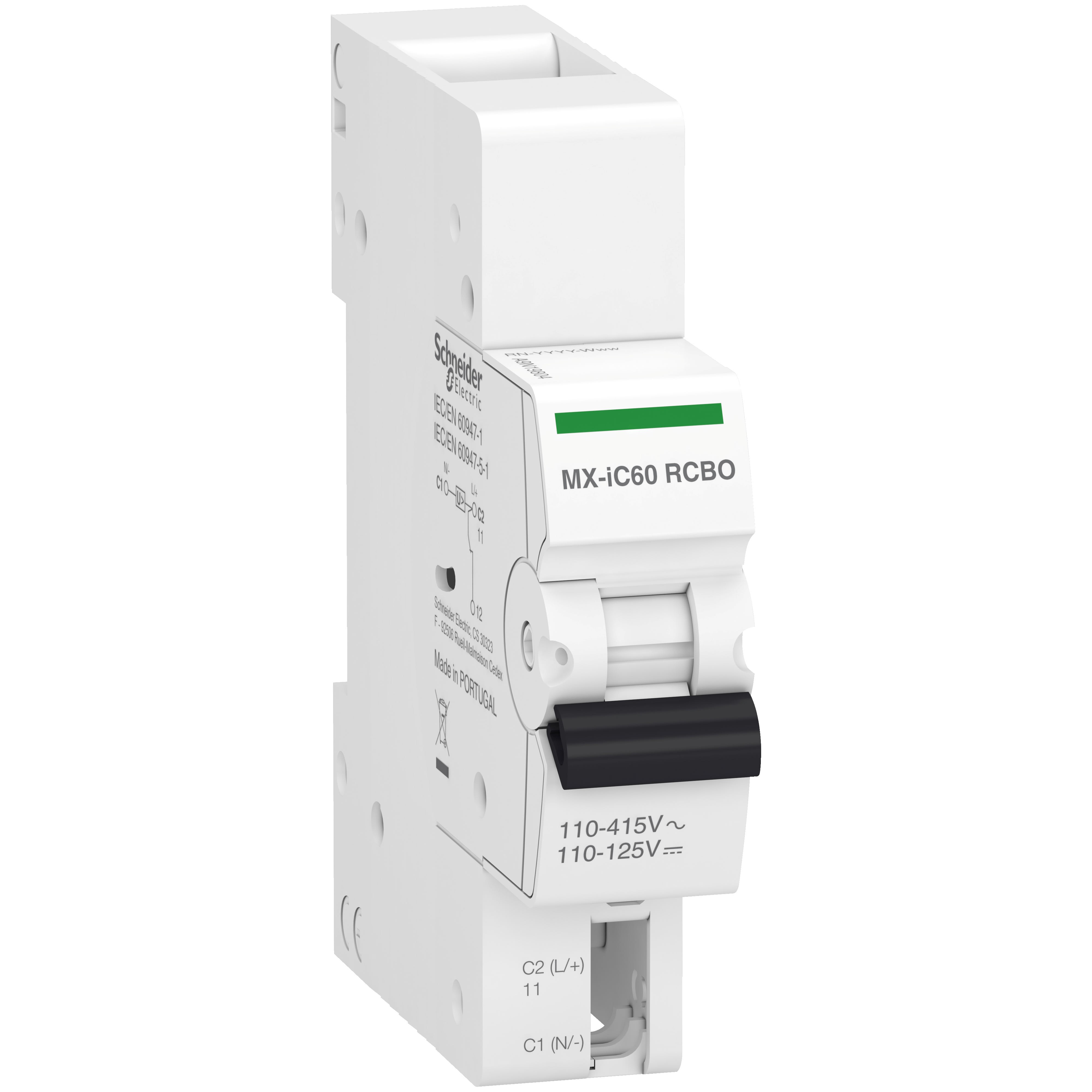 Schneider Electric - Acti9 - MX-iC60 RCBO - Bobine emission tension - avec auxiliaire OF - 110-415VAC
