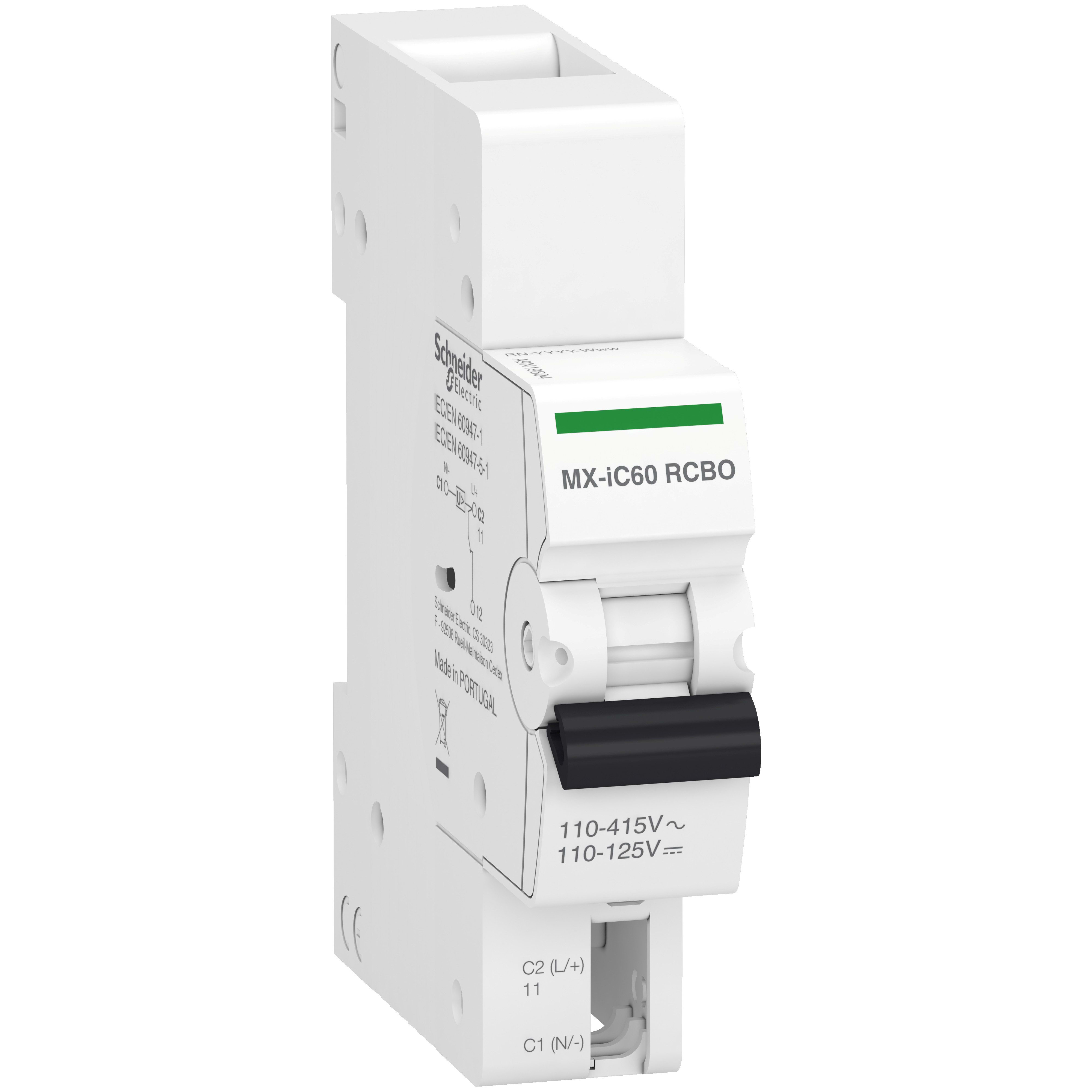 Schneider Electric - Acti9 - MX-iC60 RCBO - Bobine emission tension - avec auxiliaire OF - 110-415VAC
