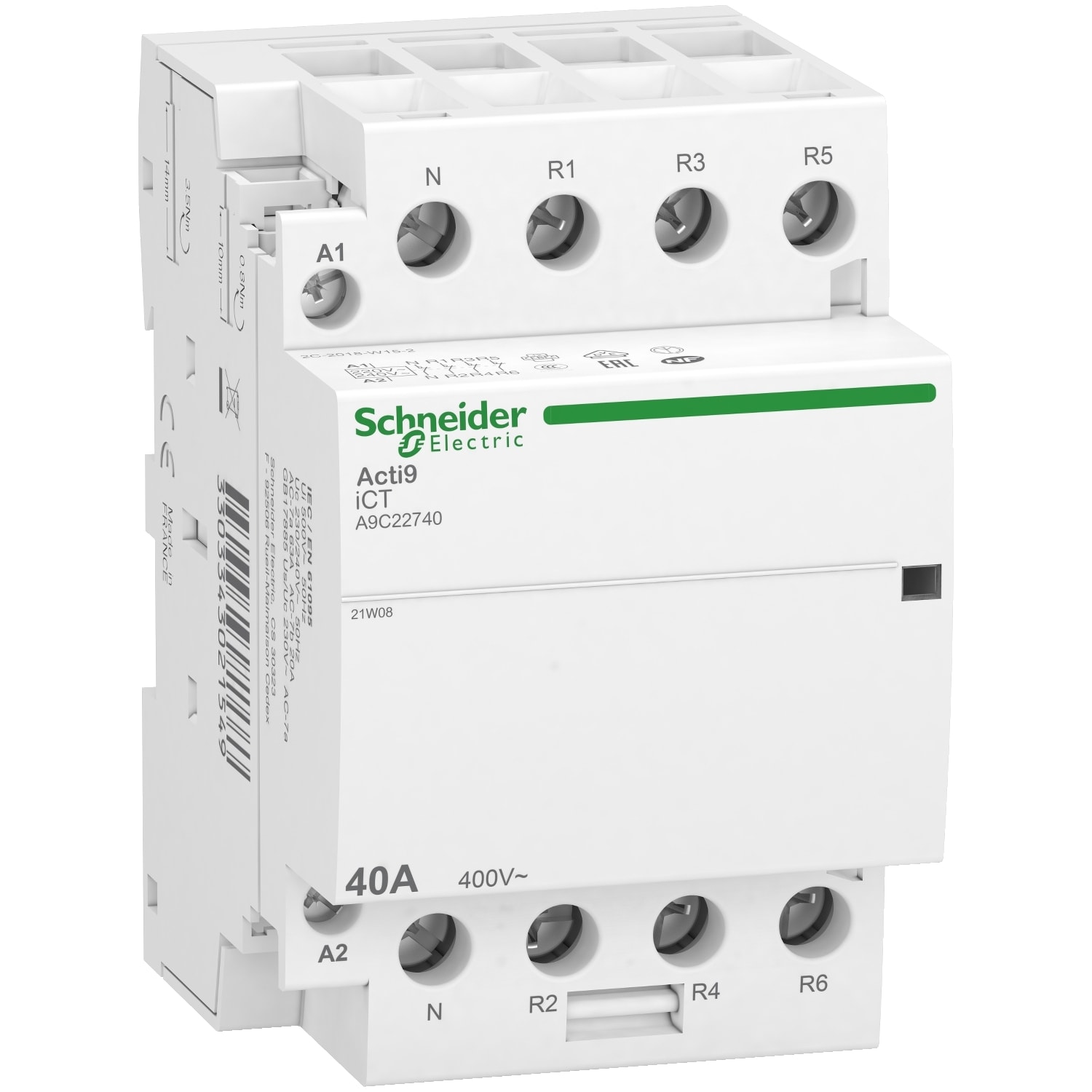 Schneider Electric - Acti9 iDT40 CT - Contacteur tête de grp 3P+N 40A AC7a - 4NF - 230/240Vca - 50Hz