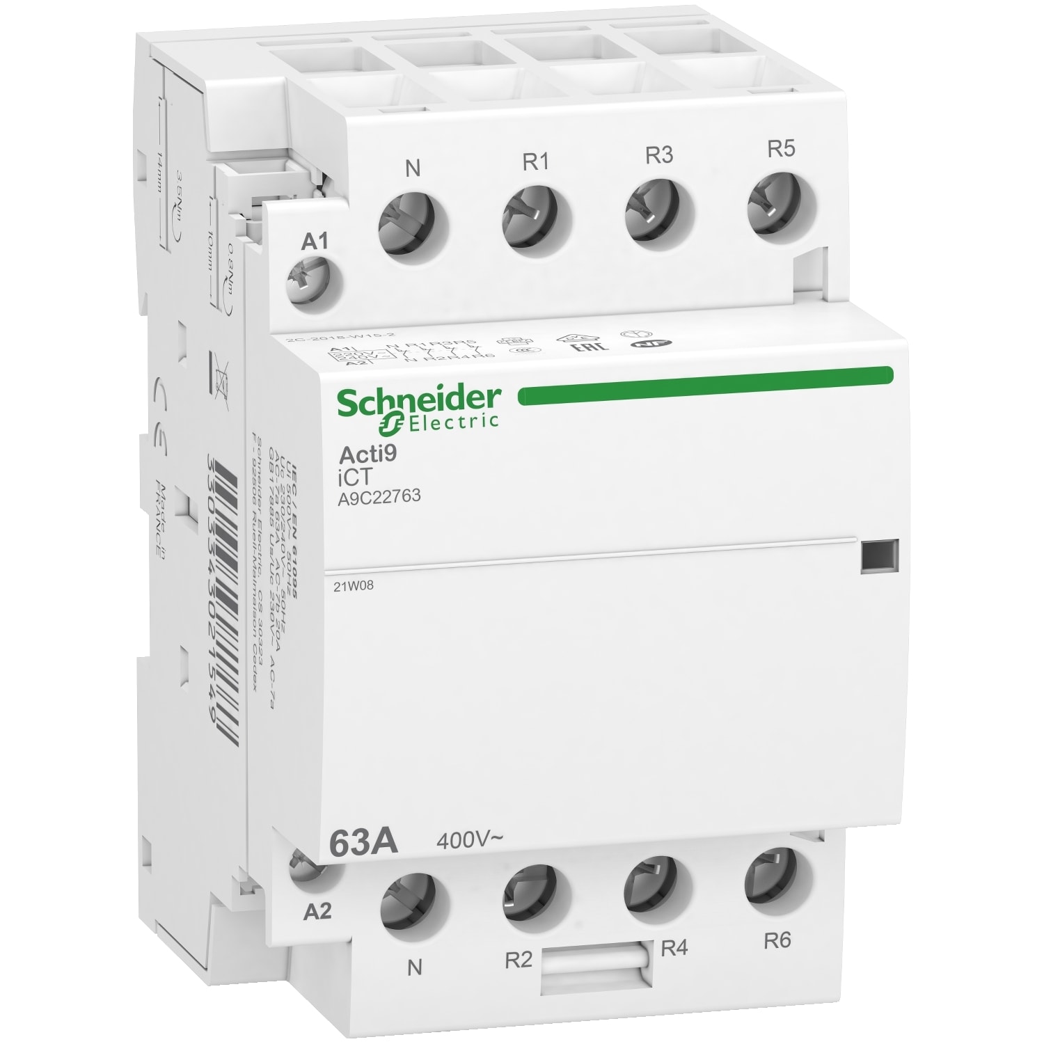 Schneider Electric - Acti9 iDT40 CT - Contacteur tête de grp 3P+N 63A AC7a - 4NF - 230/240Vca - 50Hz