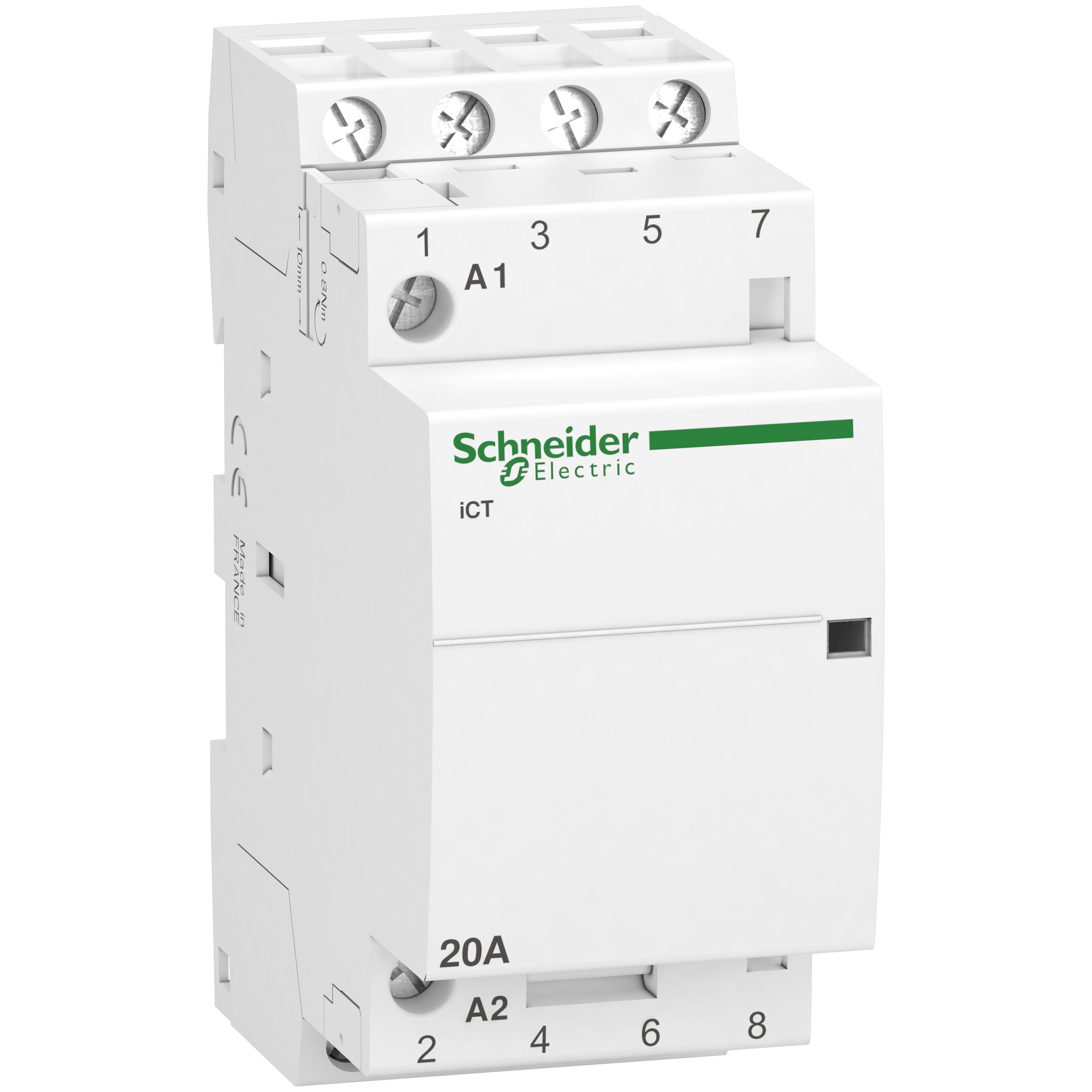 Schneider Electric - Acti9 iCT - Contacteur auxiliarisable - 3P - 20A - 4NO - 220-240Vca - 50Hz