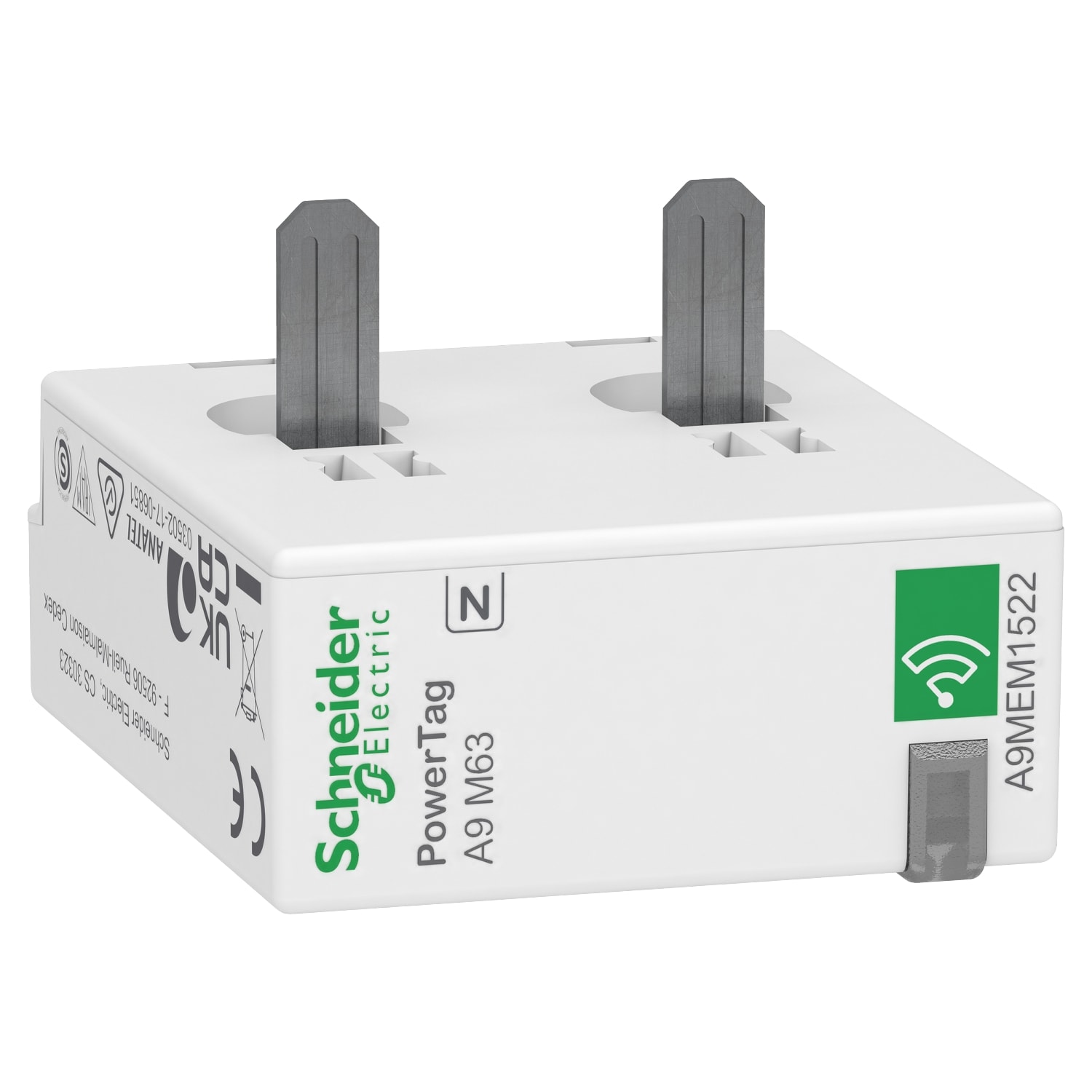Schneider Electric - PowerTag - Capteur de mesure radiofrequence - iC60 iID DT60 - 1P+N 63A - aval